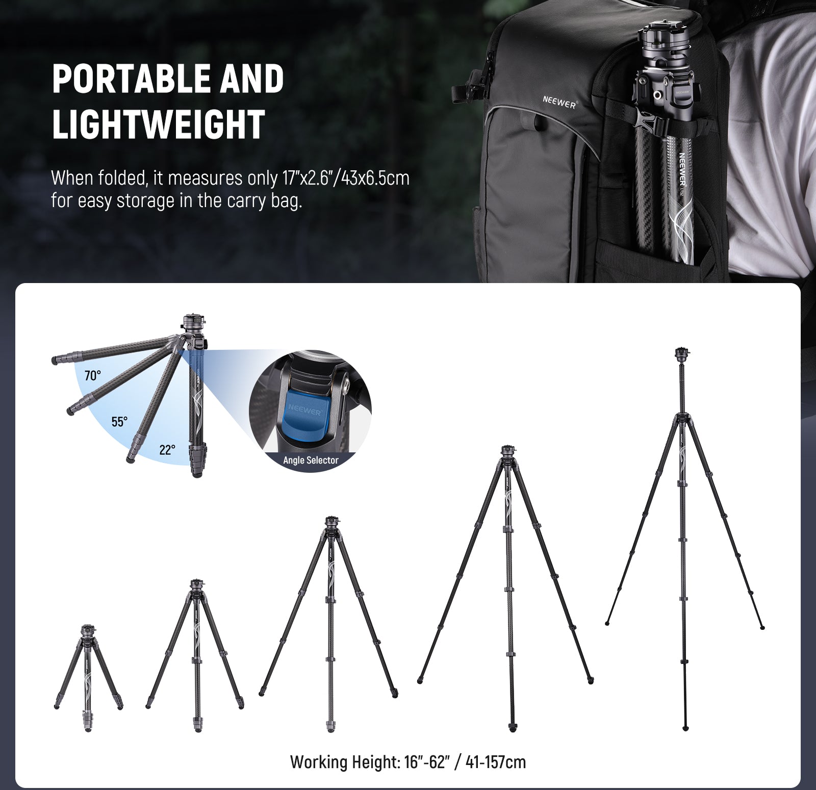 NEEWER LT32 Carbon Fiber Travel Tripod is portable.