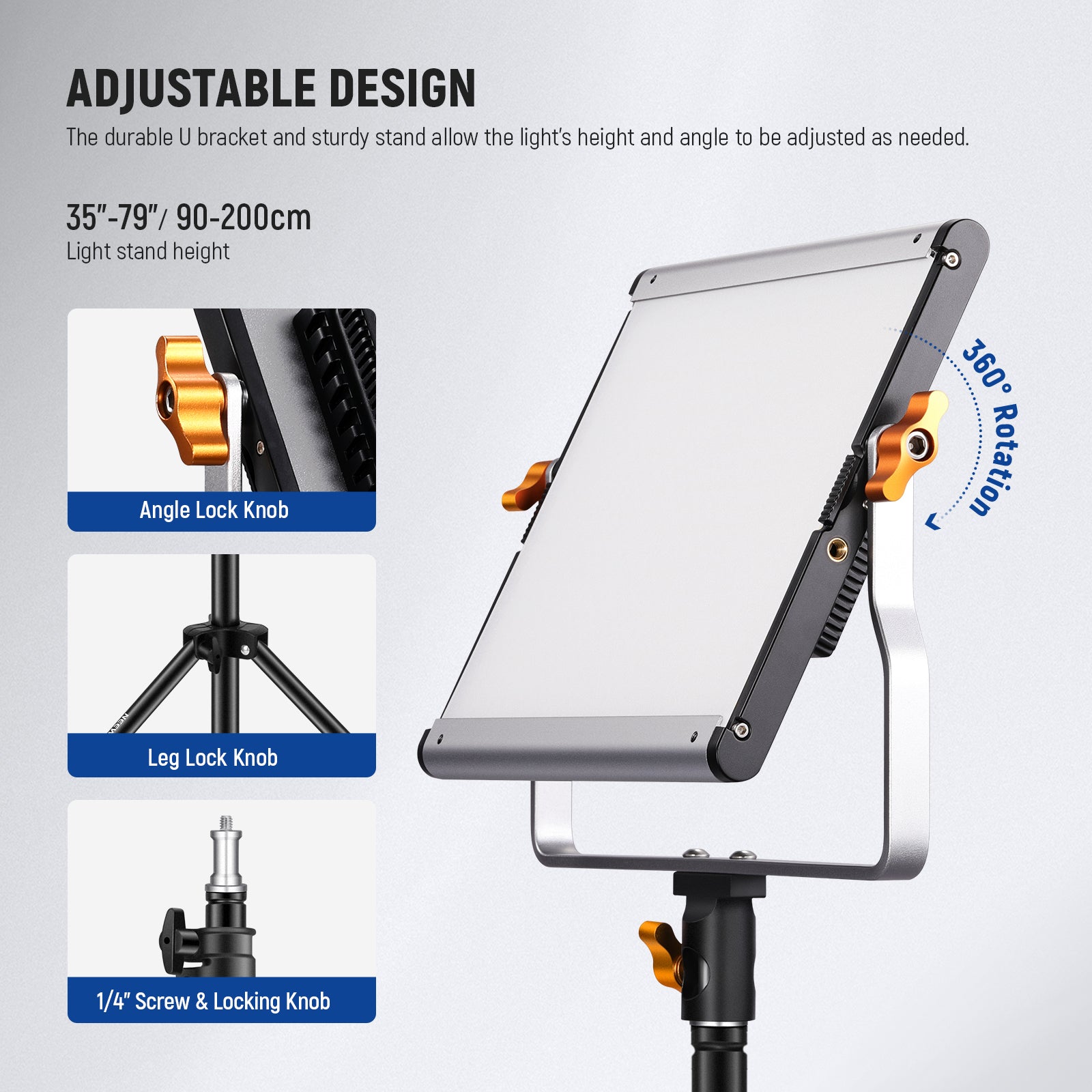 NEEWER 2 Pack NL480 Bi-Color LED Panel Light features adjustable design.