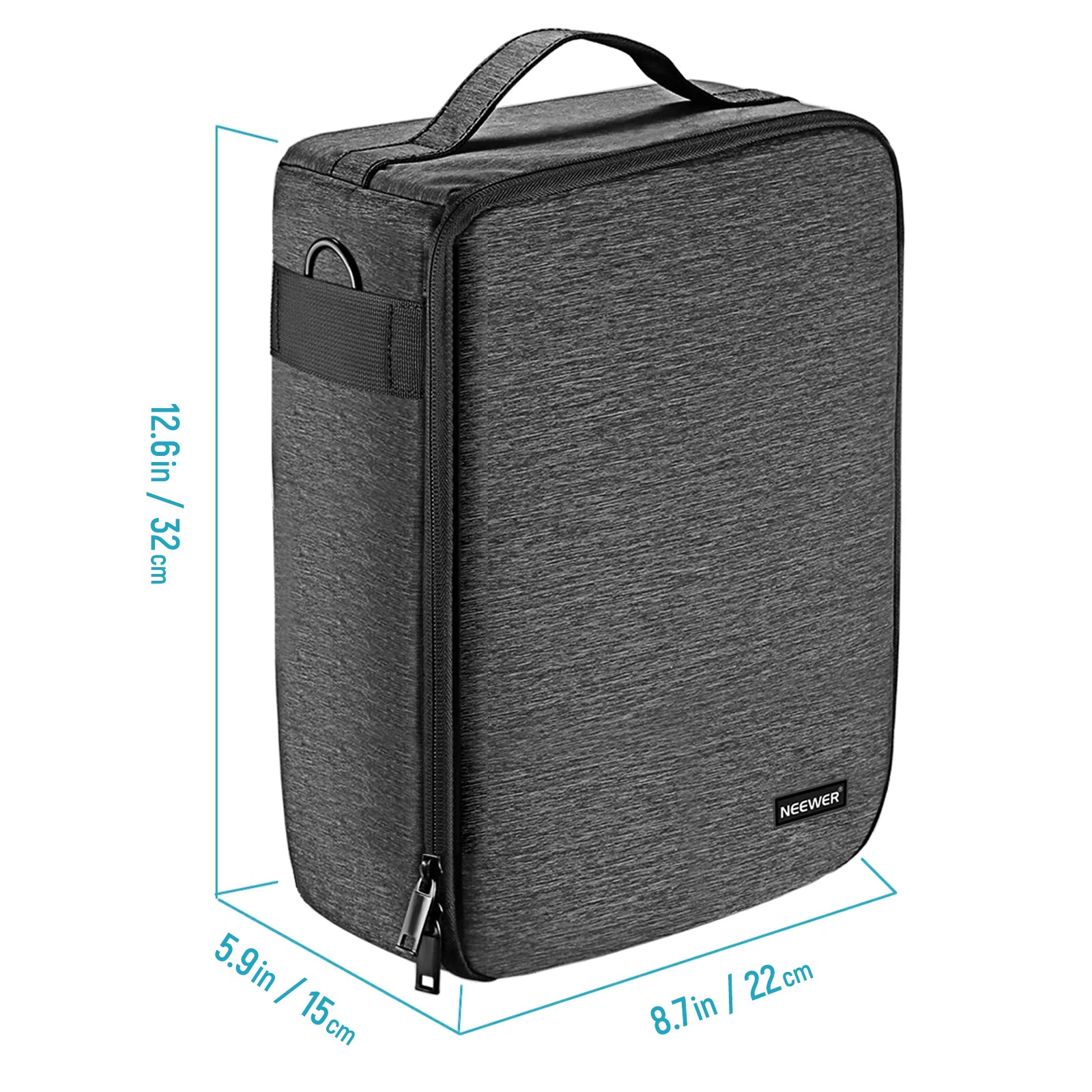 Product dimensions of the NEEWER NW140S Camera Carrying Case