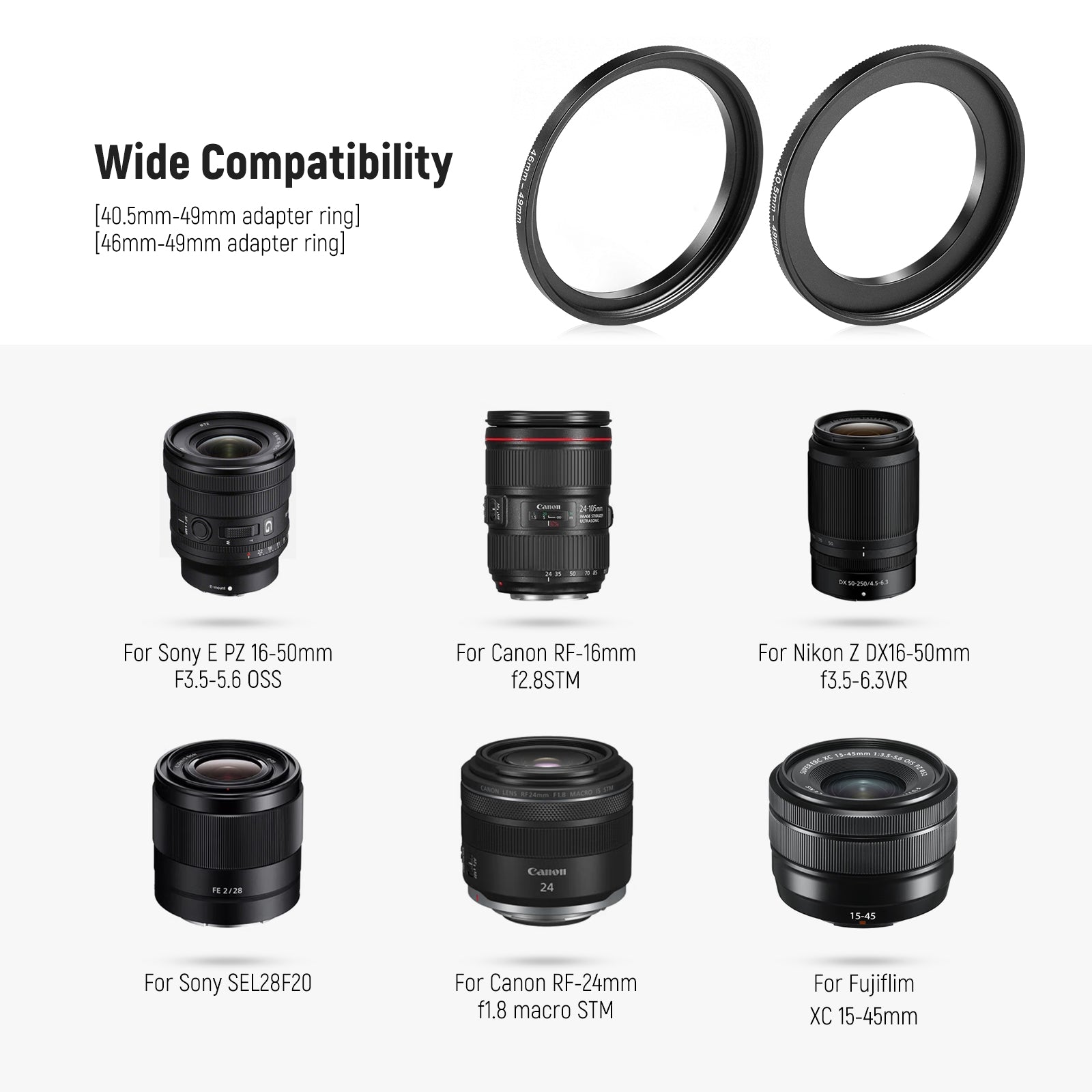 Wide Compatibility of the NEEWER LS-27 22mm Macro Photo Lens with Adapter Ring For Sony
