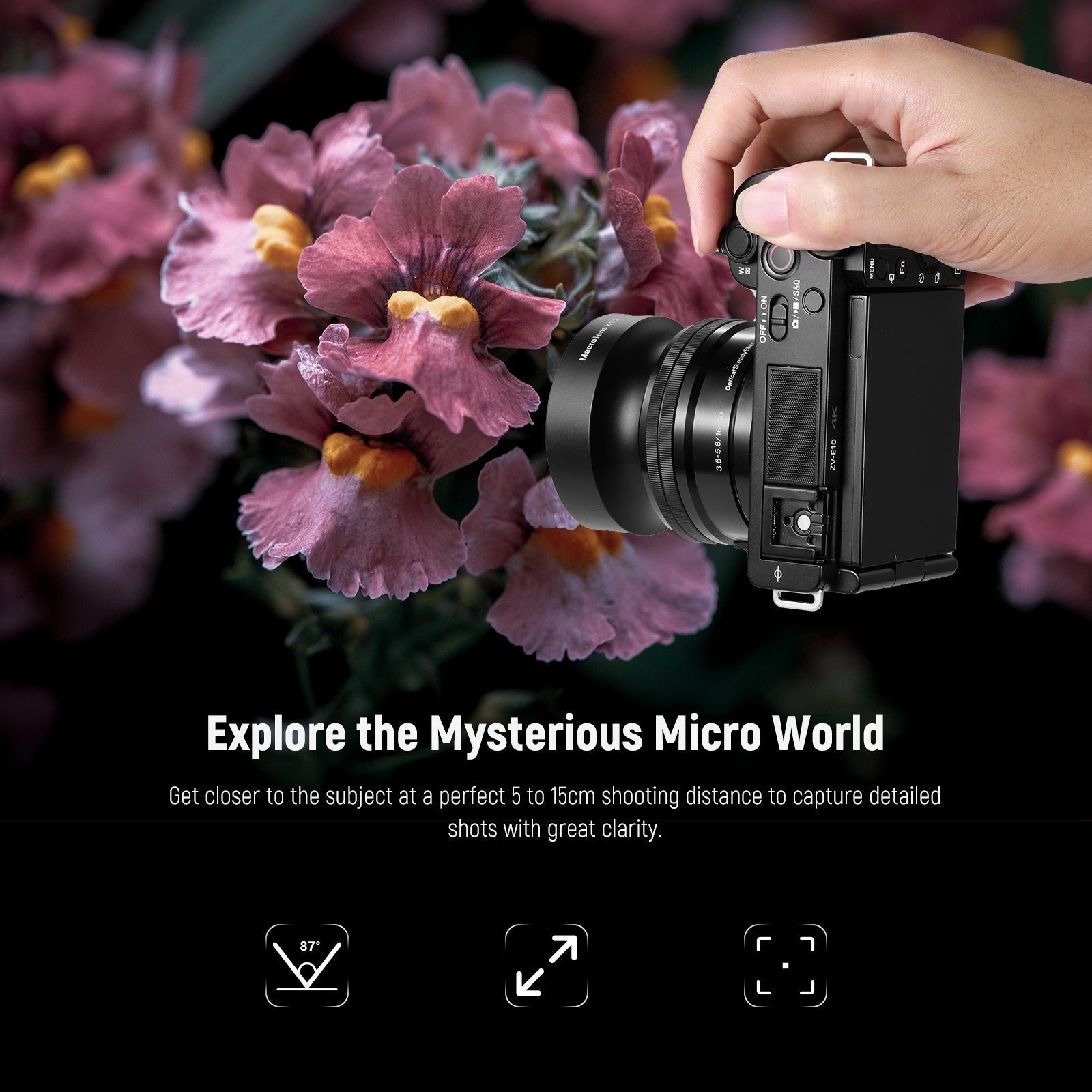 NEEWER LS-27 macro camera lens can screw to the front of your lens and enlarge subjects