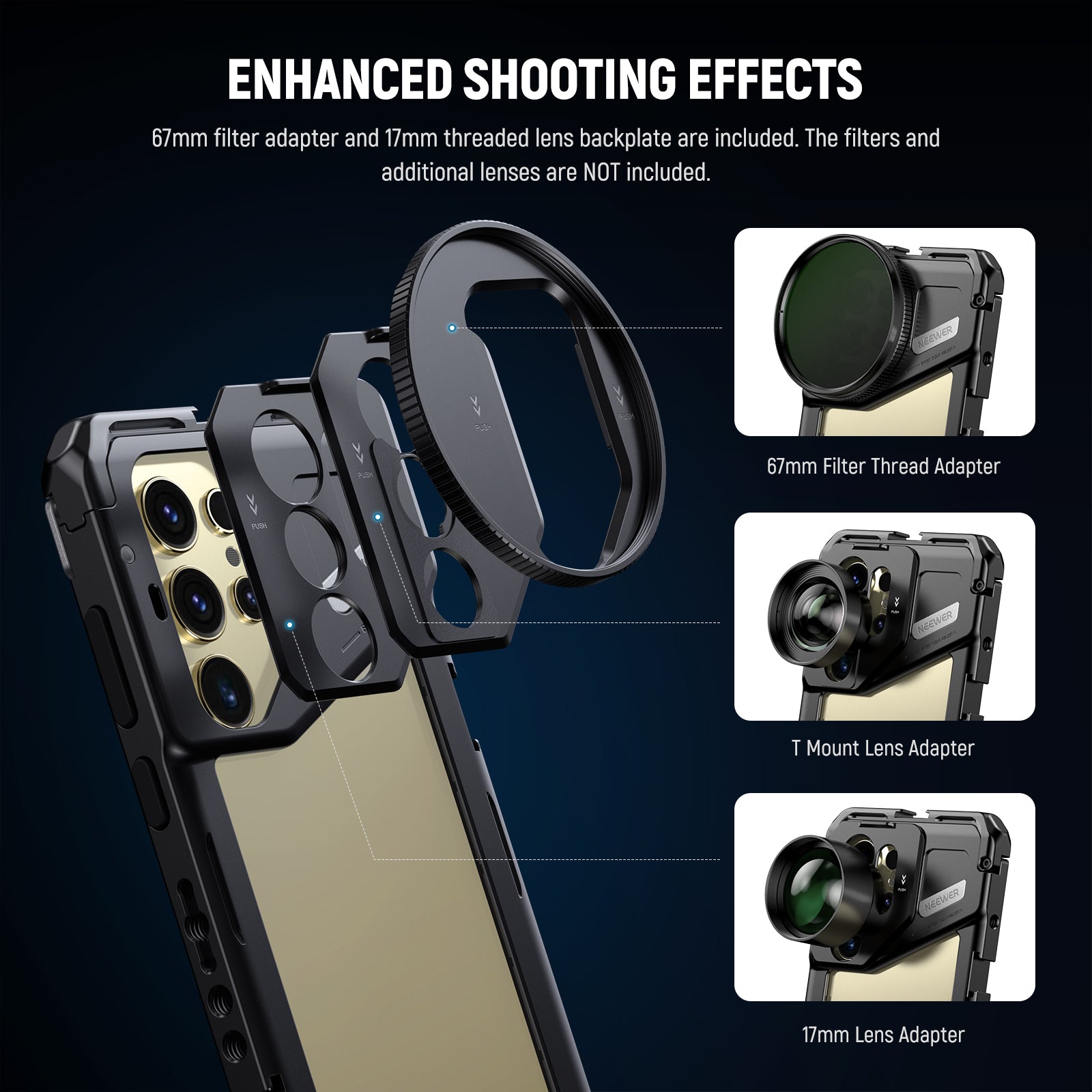 NEEWER PA042 Phone Cage For SAMSUNG S24 Ultra enhances shooting effects.