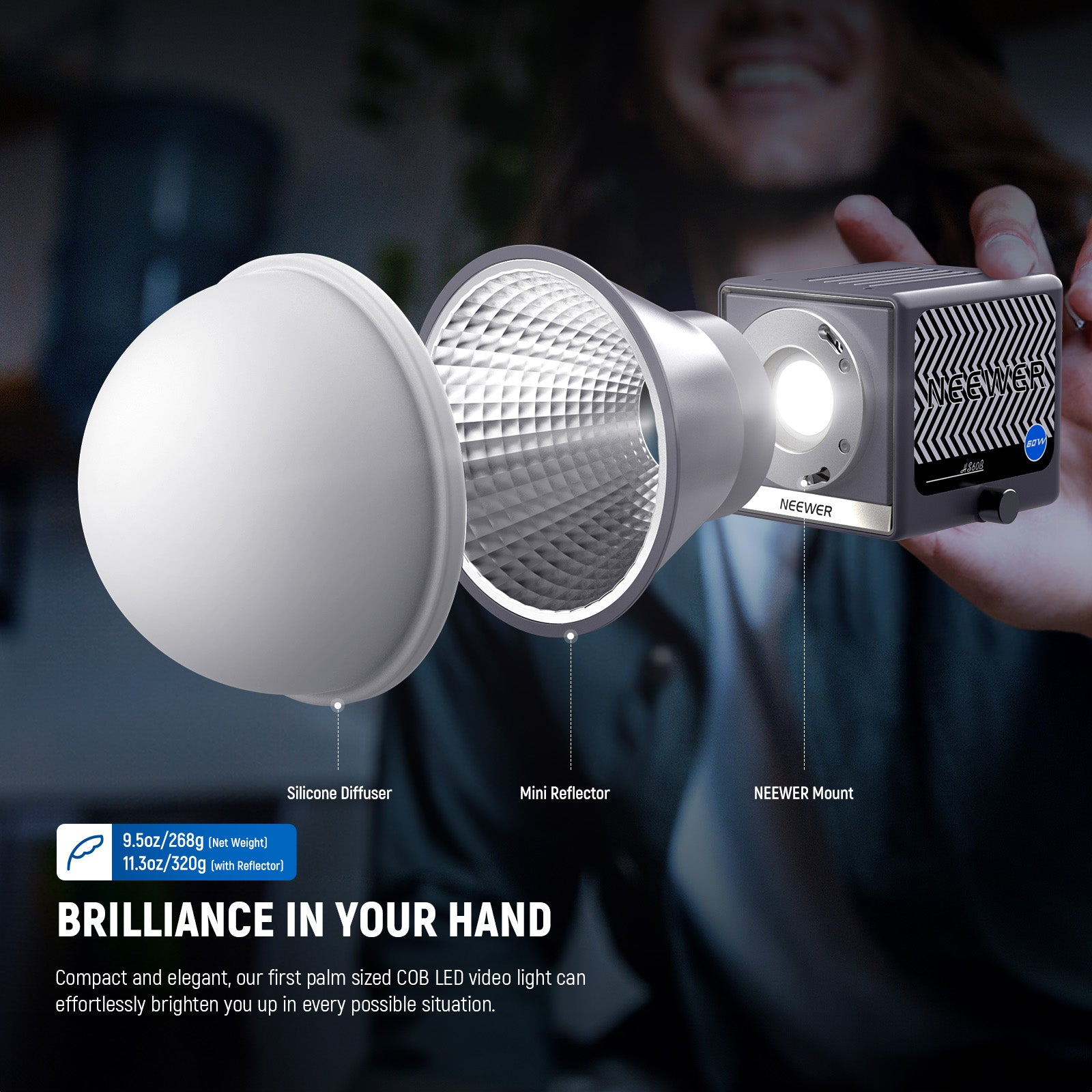 NEEWER HS60B Bi-Color Mini Light is compact and elegant.