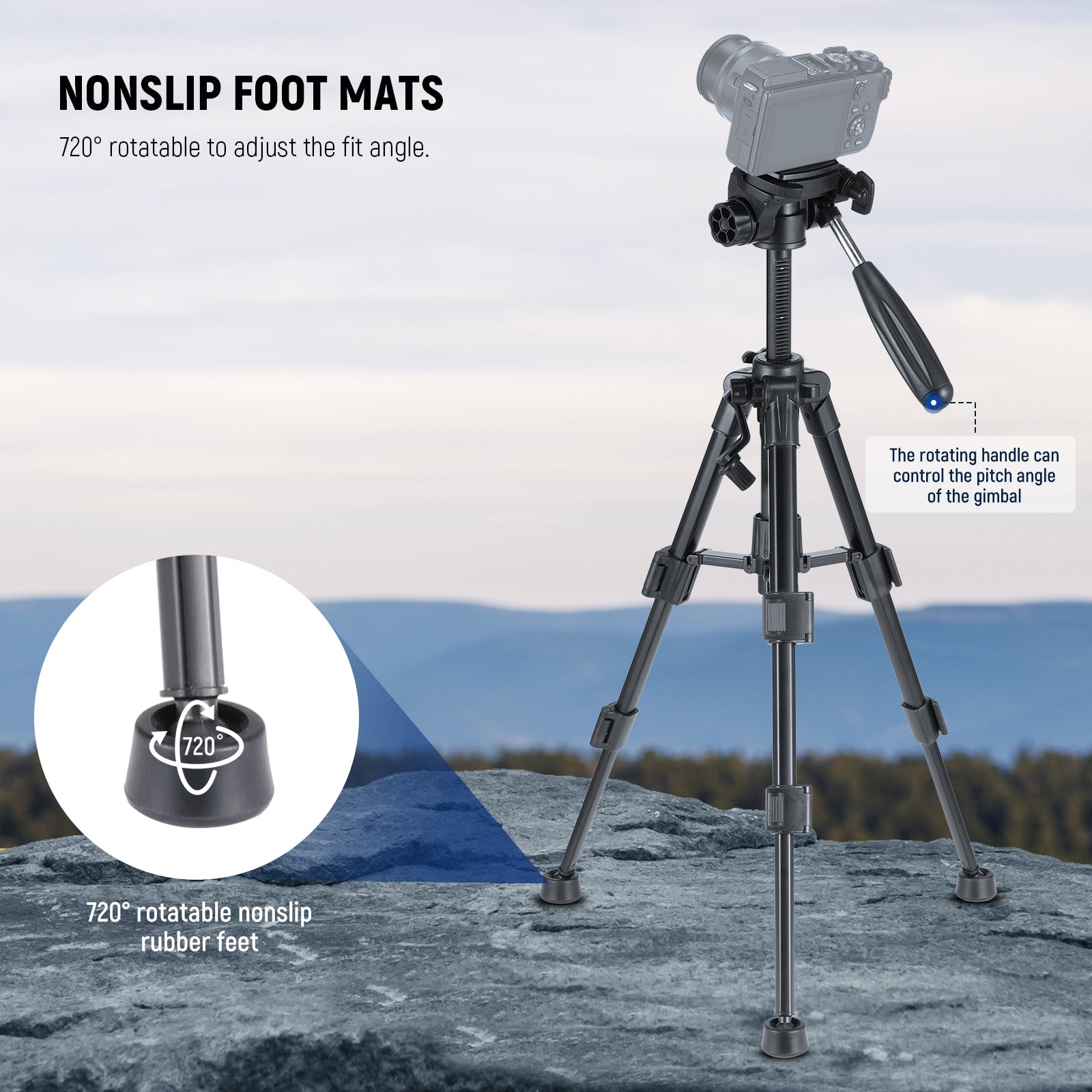 NEEWER TP05 Aluminum Alloy Tripod Monopod features nonslip foot mats.