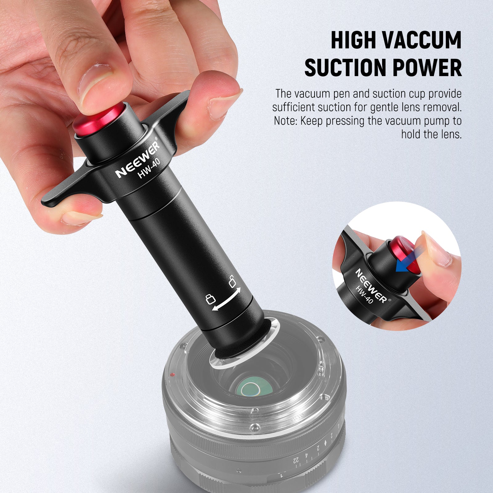 The vacuum pen and suction cups provide adequate suction power.