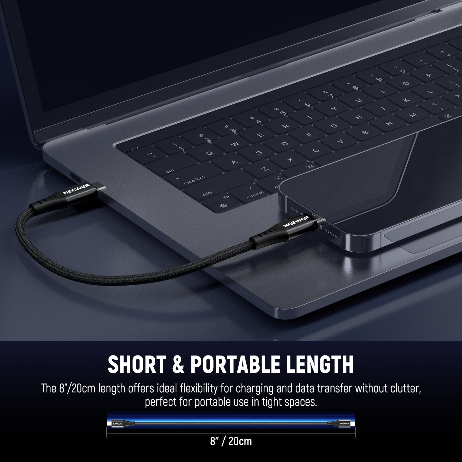 The length offers ideal flexibility for charging and data transfer without clutter