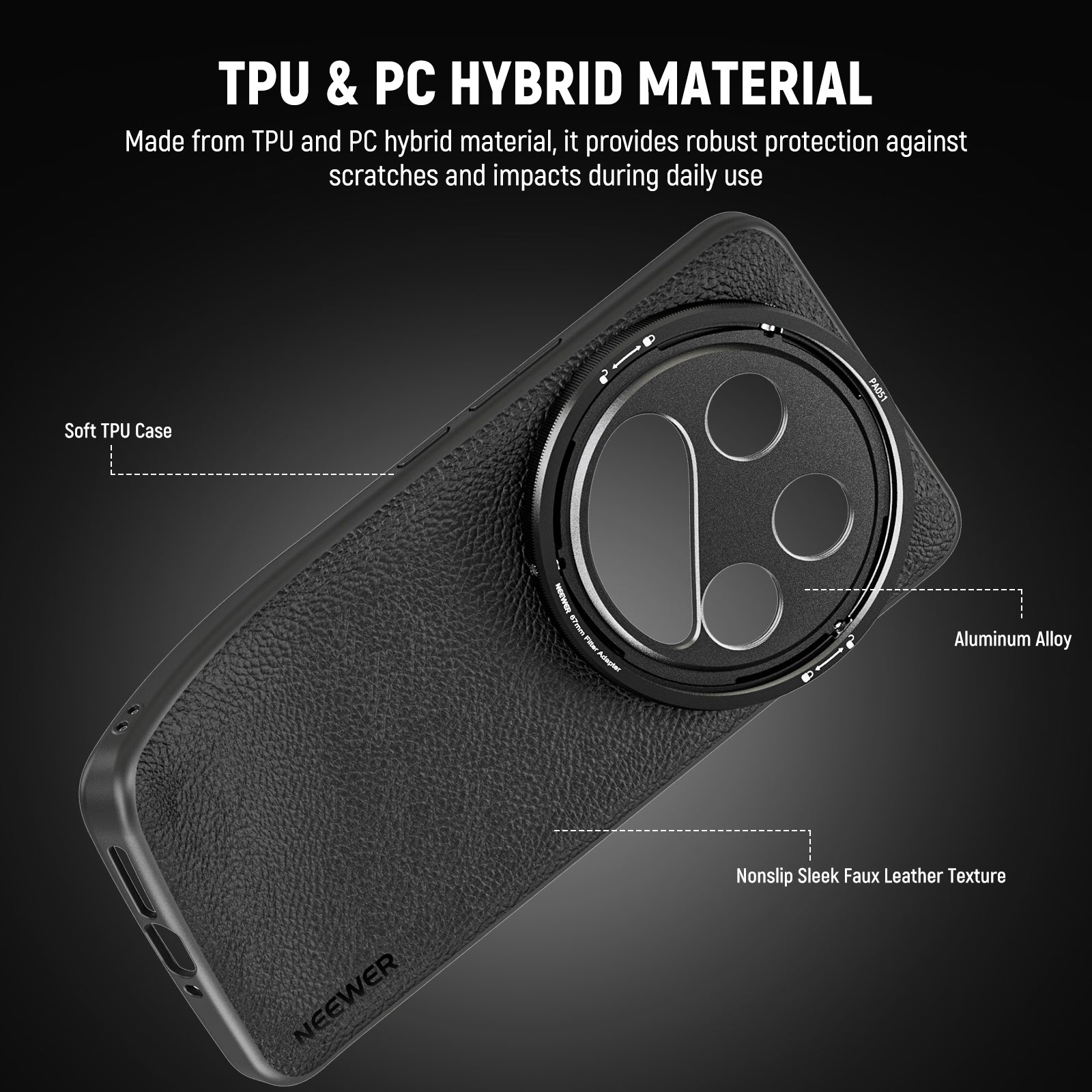 NEEWER PA051 Black Case for Xiaomi 14 Ultra provides robust protection against scratches.