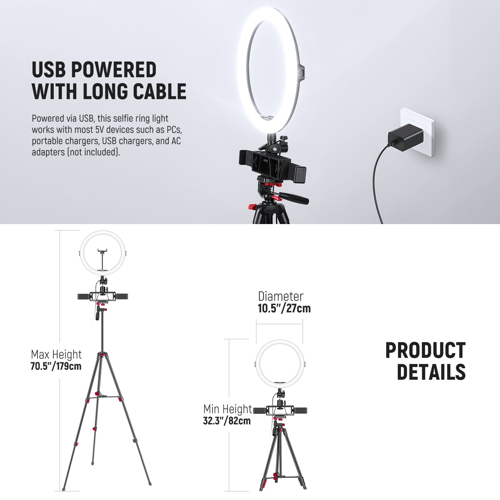 Product details of the NEEWER R11 10" Ring Light with Tripod Kit