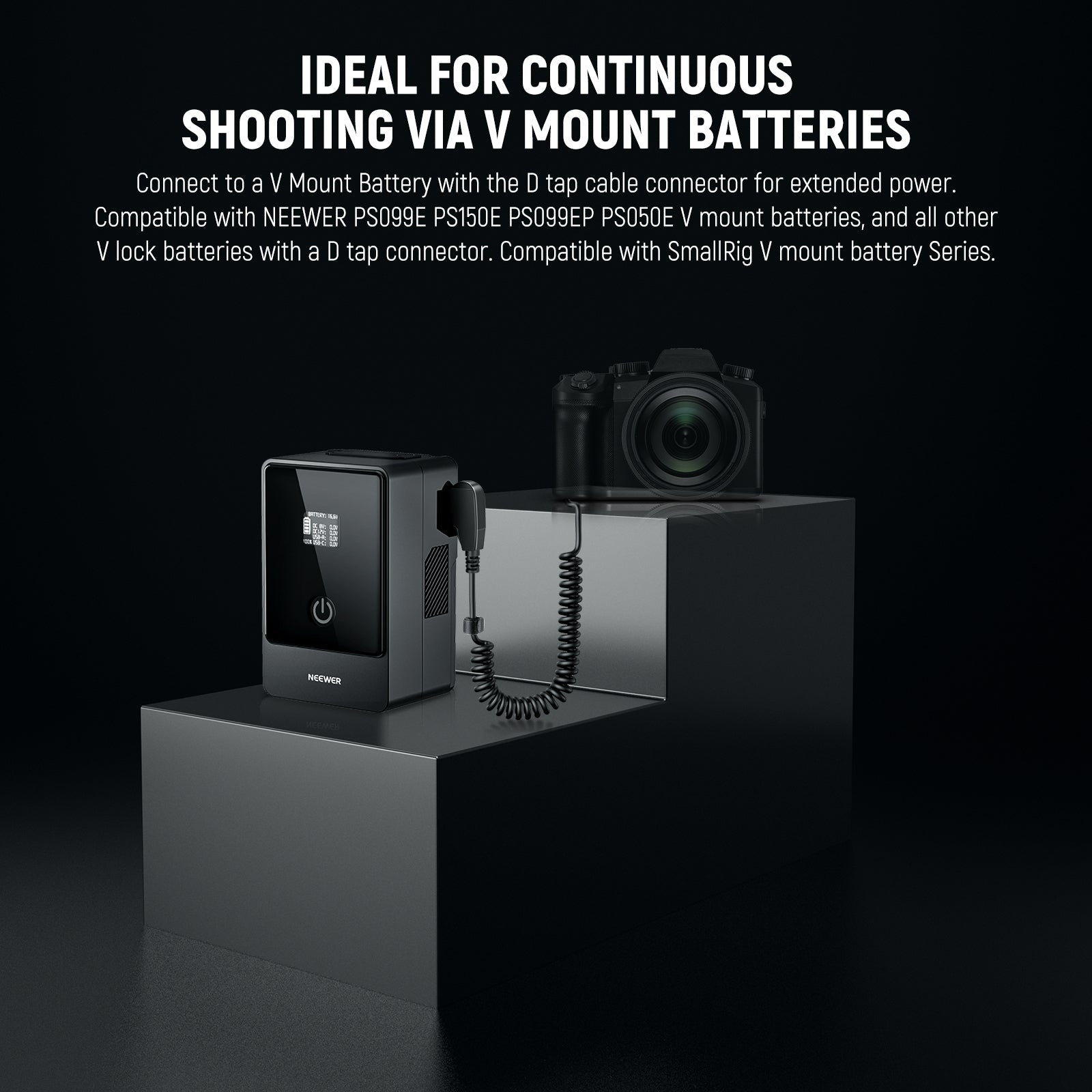 NEEWER VP-BLC12 D Tap to DMW-BLC12 Dummy Battery is ideal for continuous shooting.