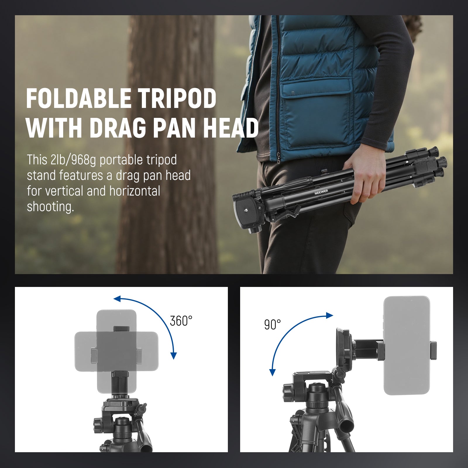 This included a portable tripod features a drag pan head.