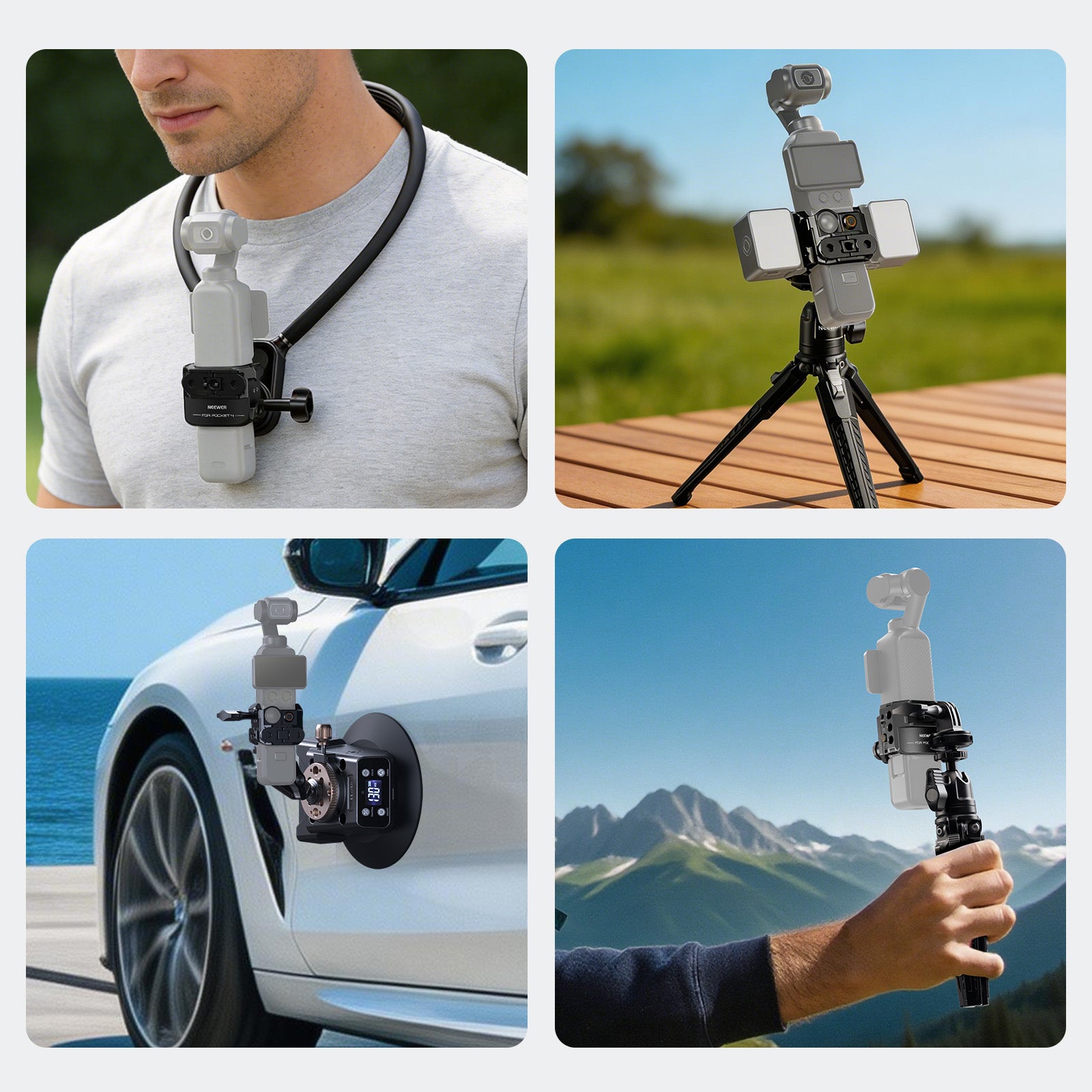 Versatility of a DJI Osmo Pocket 4paired with a NEEWER camera cage