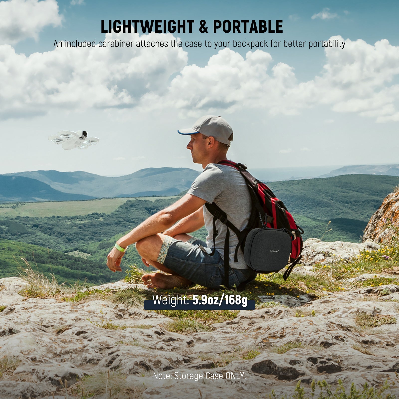 NEEWER PB9 Splashproof Shockproof Storage Hard Case is lightweight and portable.