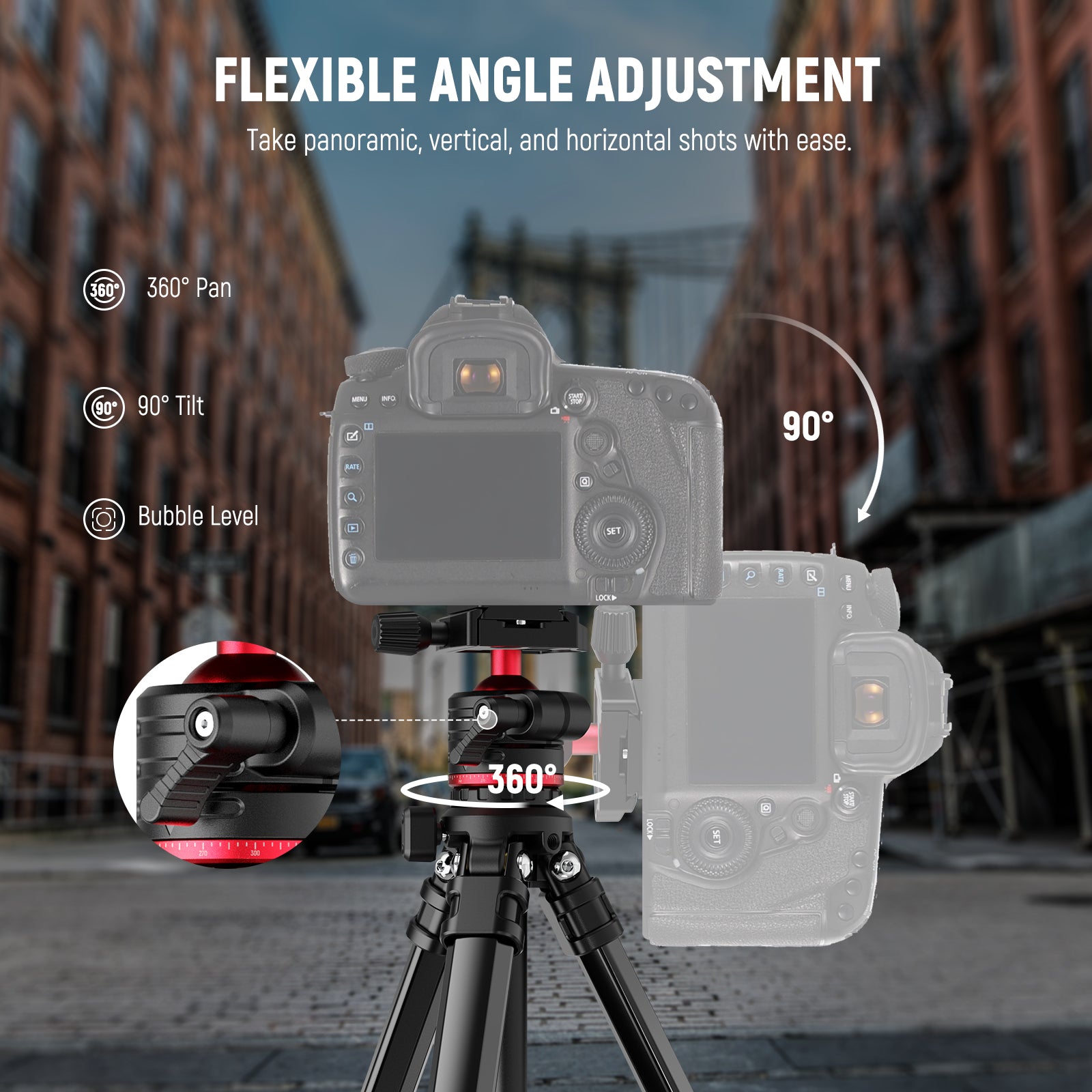 NEEWER TP12 Travel Tripod is flexible to adjust the angle.