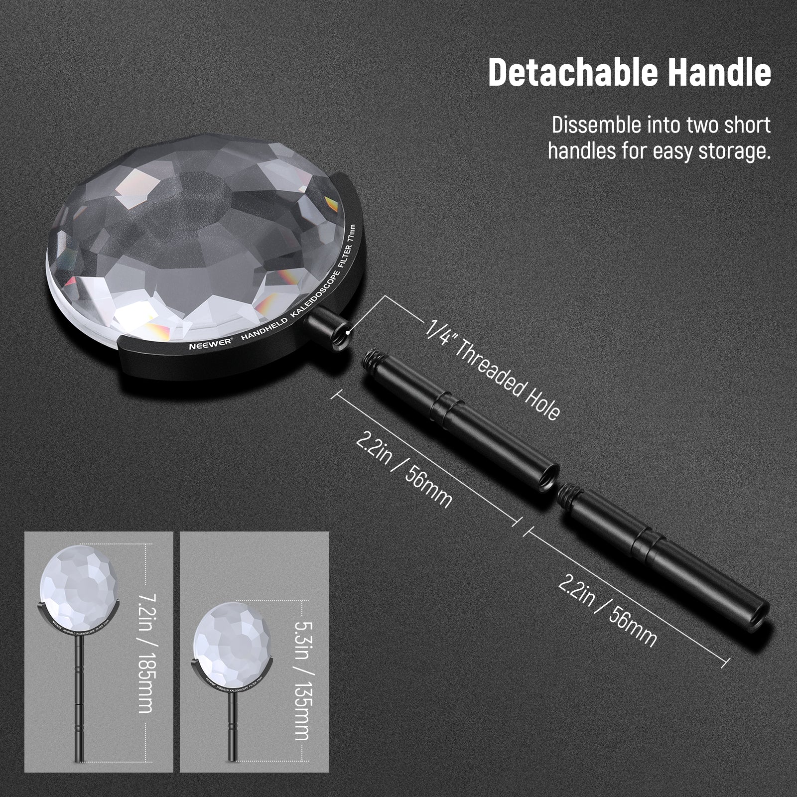 Innovated with two short handles to assemble into one detachable handle