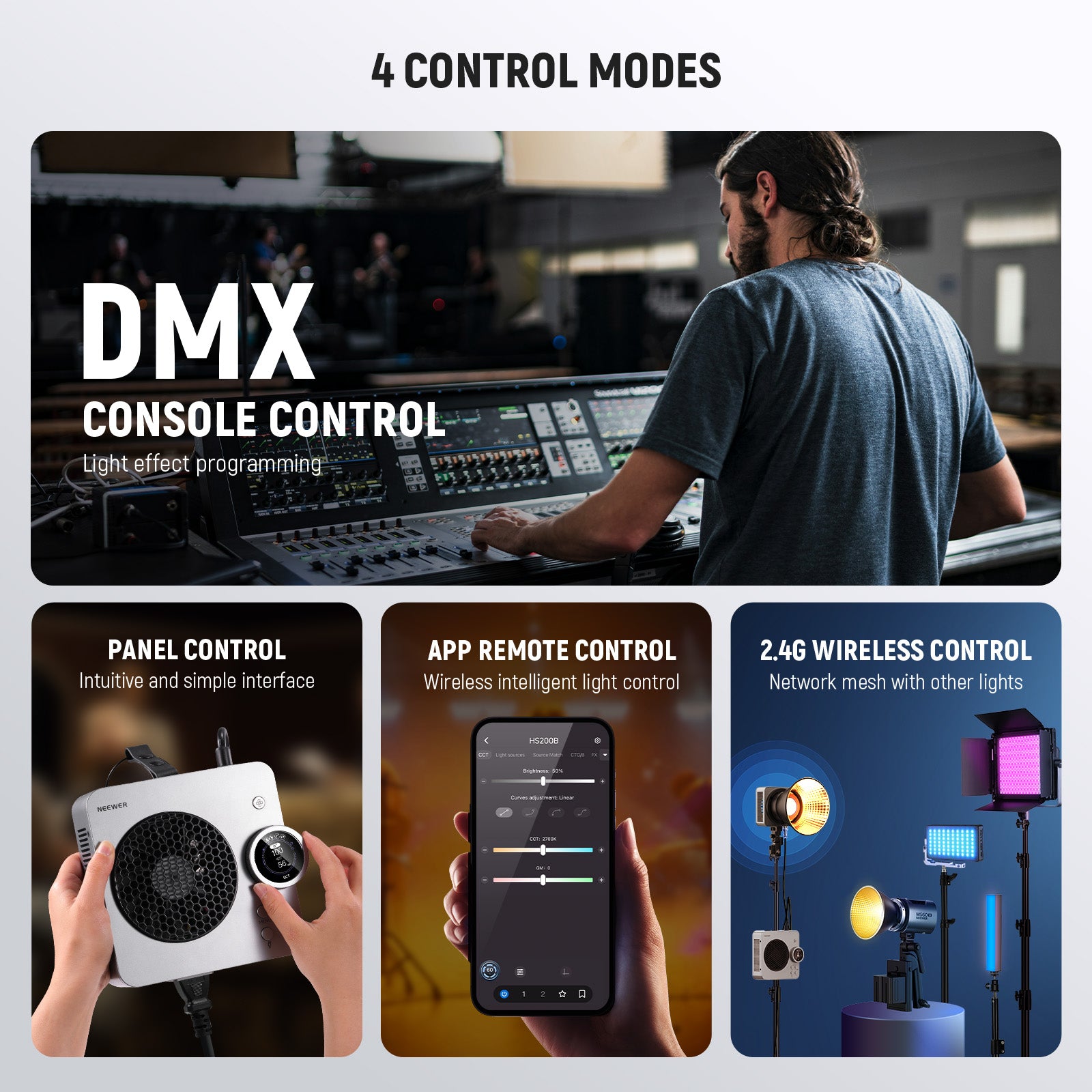 Methods for Controlling NEEWER HS200B Portable Bi-Color LED Studio Light