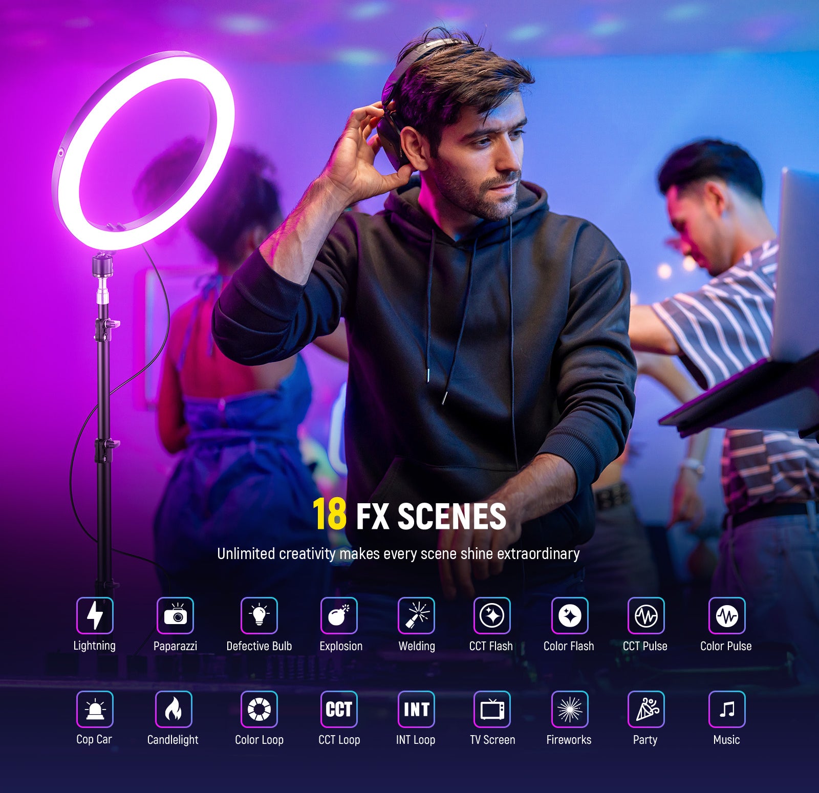 NEEWER RH12C RGB LED Ring Light offers unlimited creativity for you.