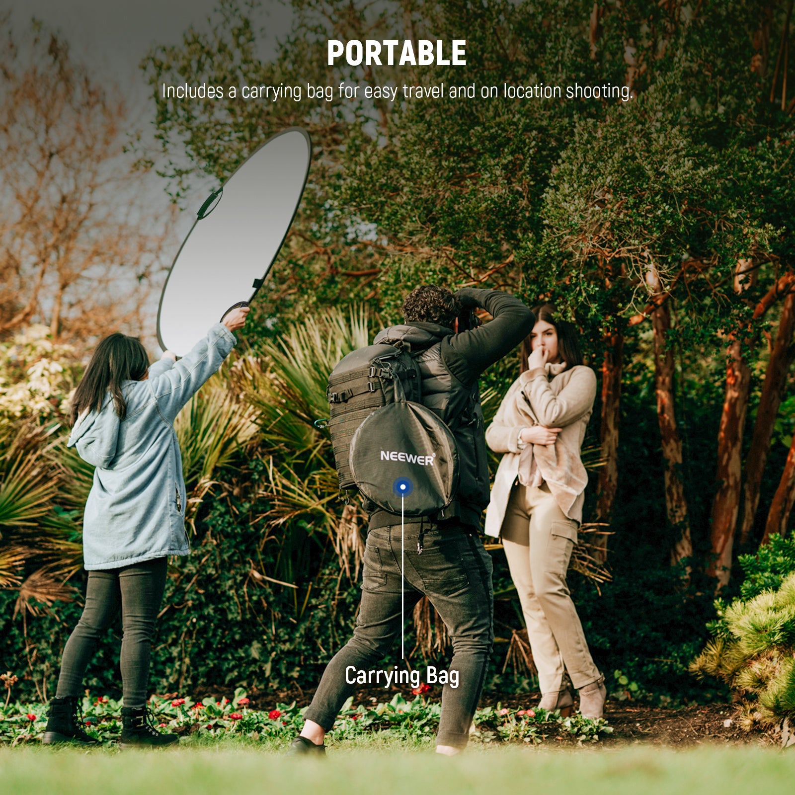 NEEWER 7-In-1 Photography Reflector is portable.