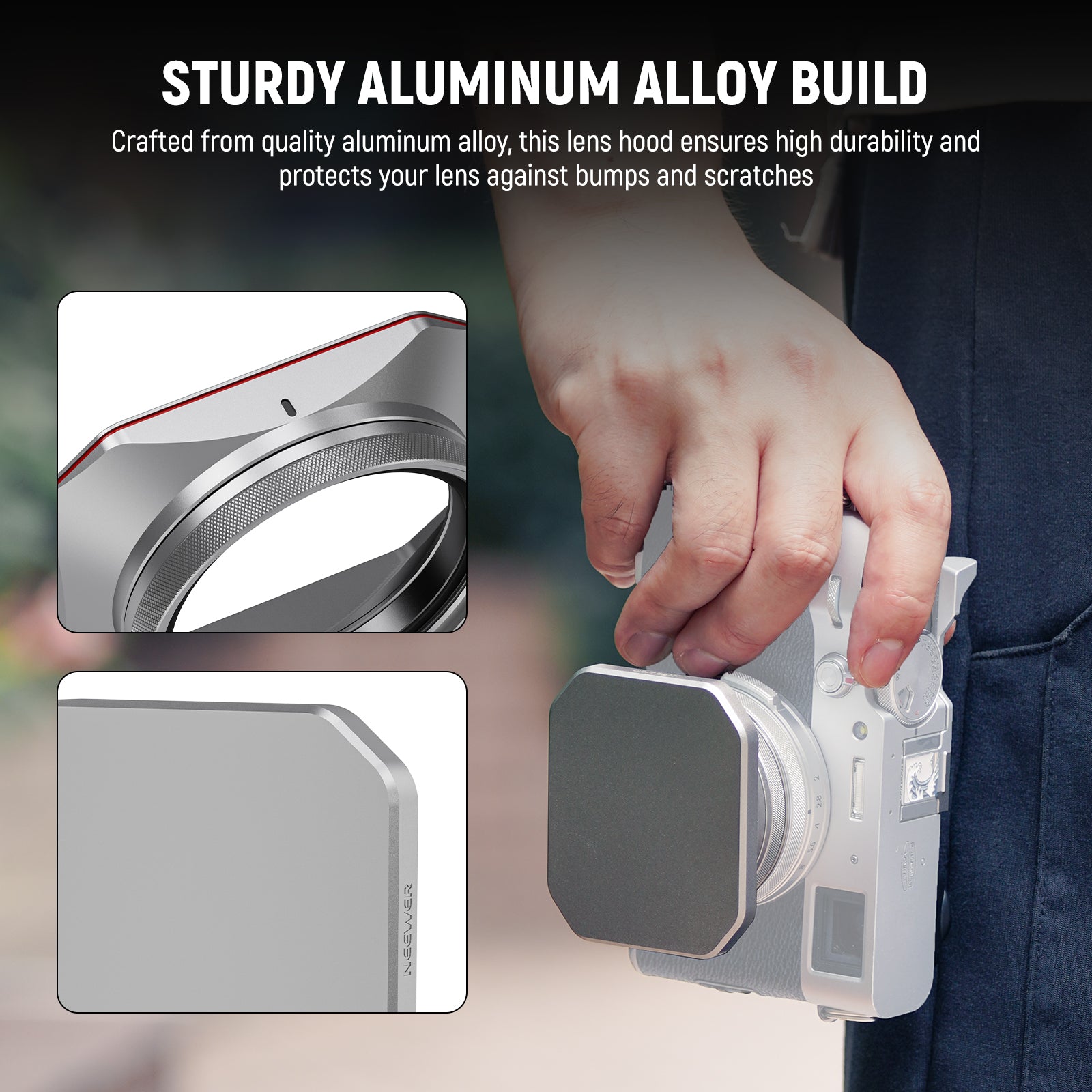 NEEWER CA087 Square Lens Hood is crafted from quality aluminum alloy.