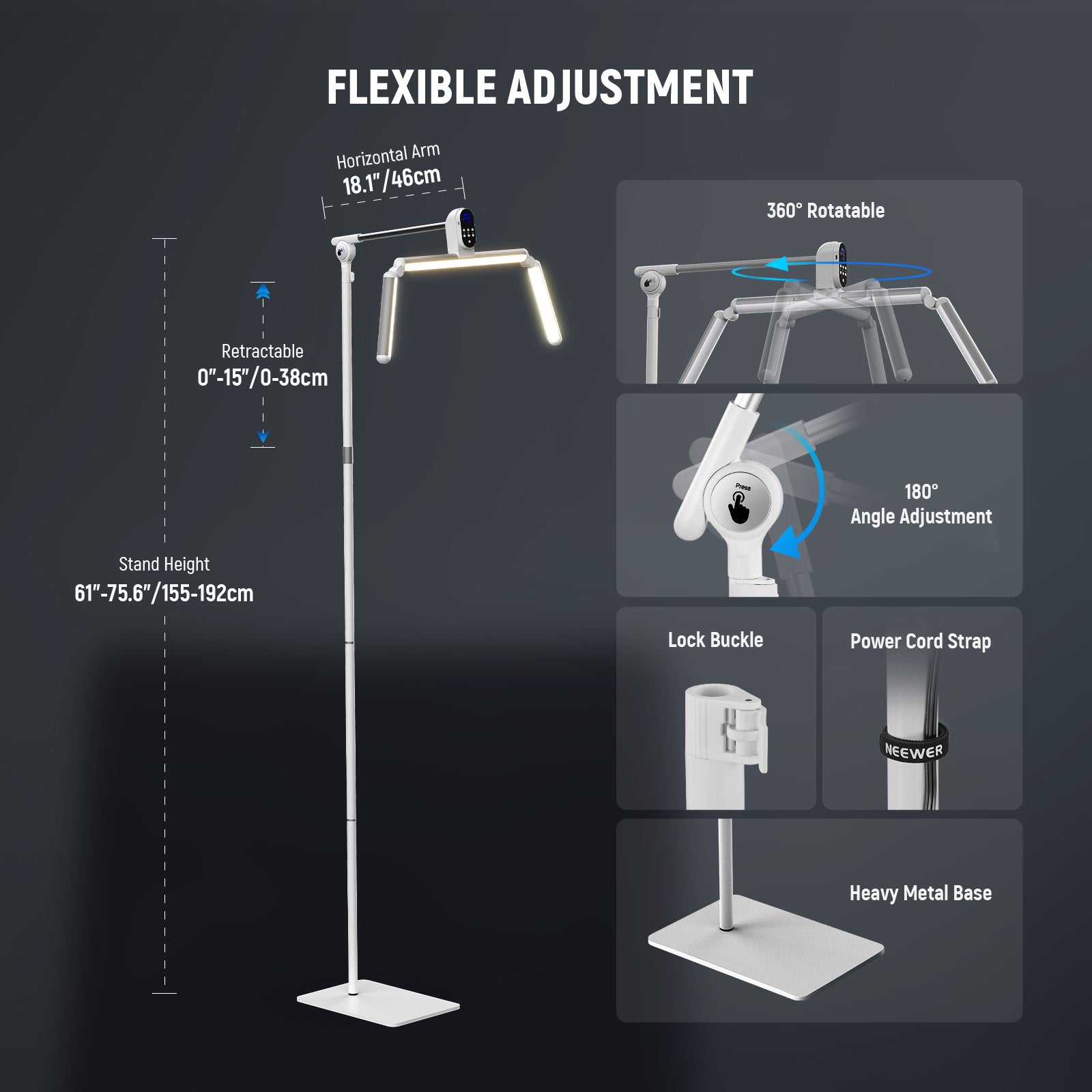 NEEWER BH50B Foldable LED Eyelash Light is flexible to adjust.