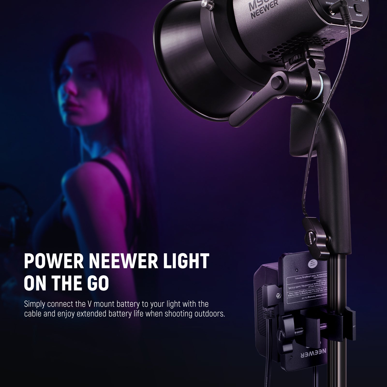 NEEWER NC010 D-Tap to DC Cable allows you to enjoy extended battery when shooting outdoors.