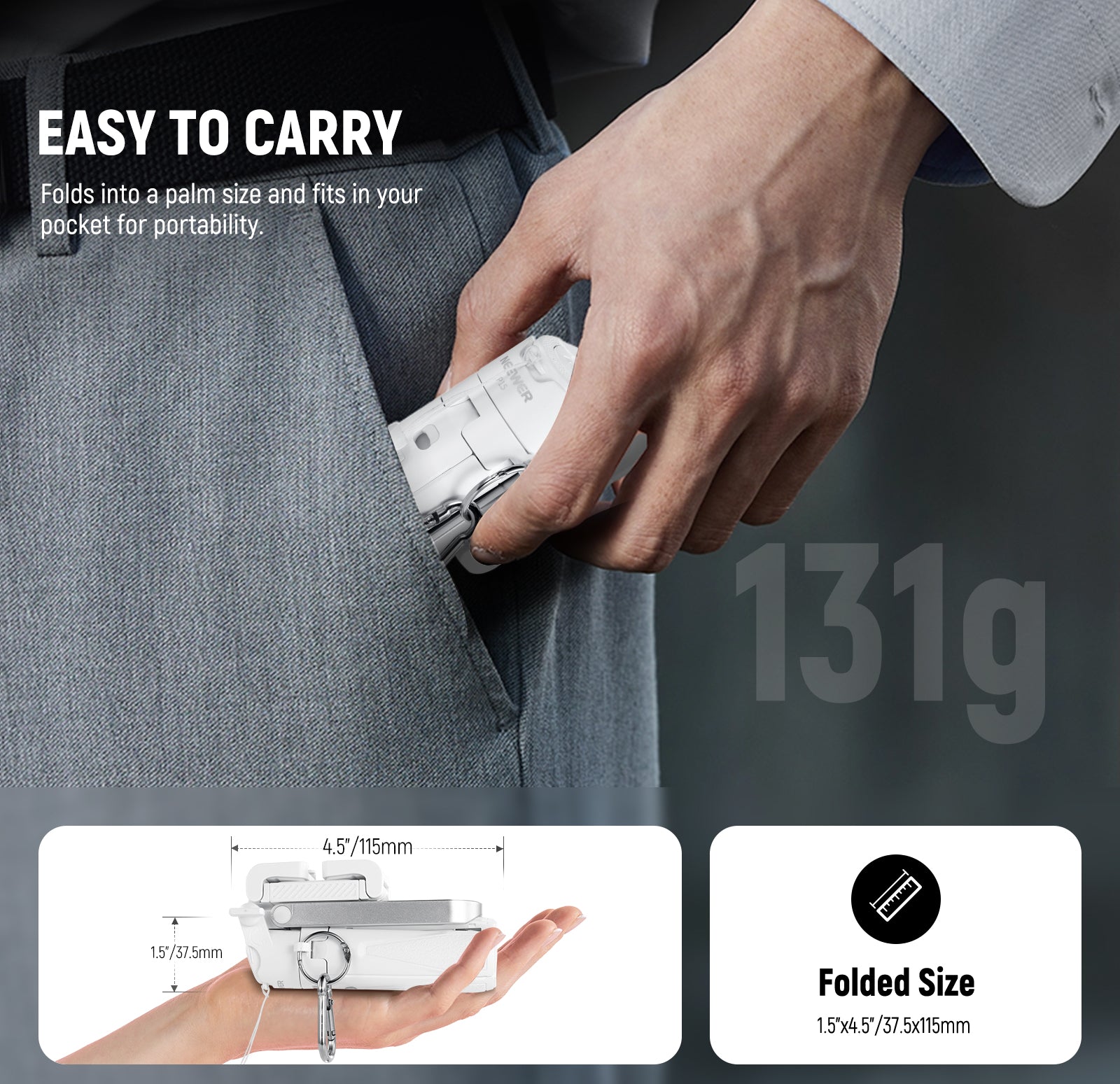 NEEWER P15 3-in-1 Handheld Selfie Stick Tripod is easy to carry.