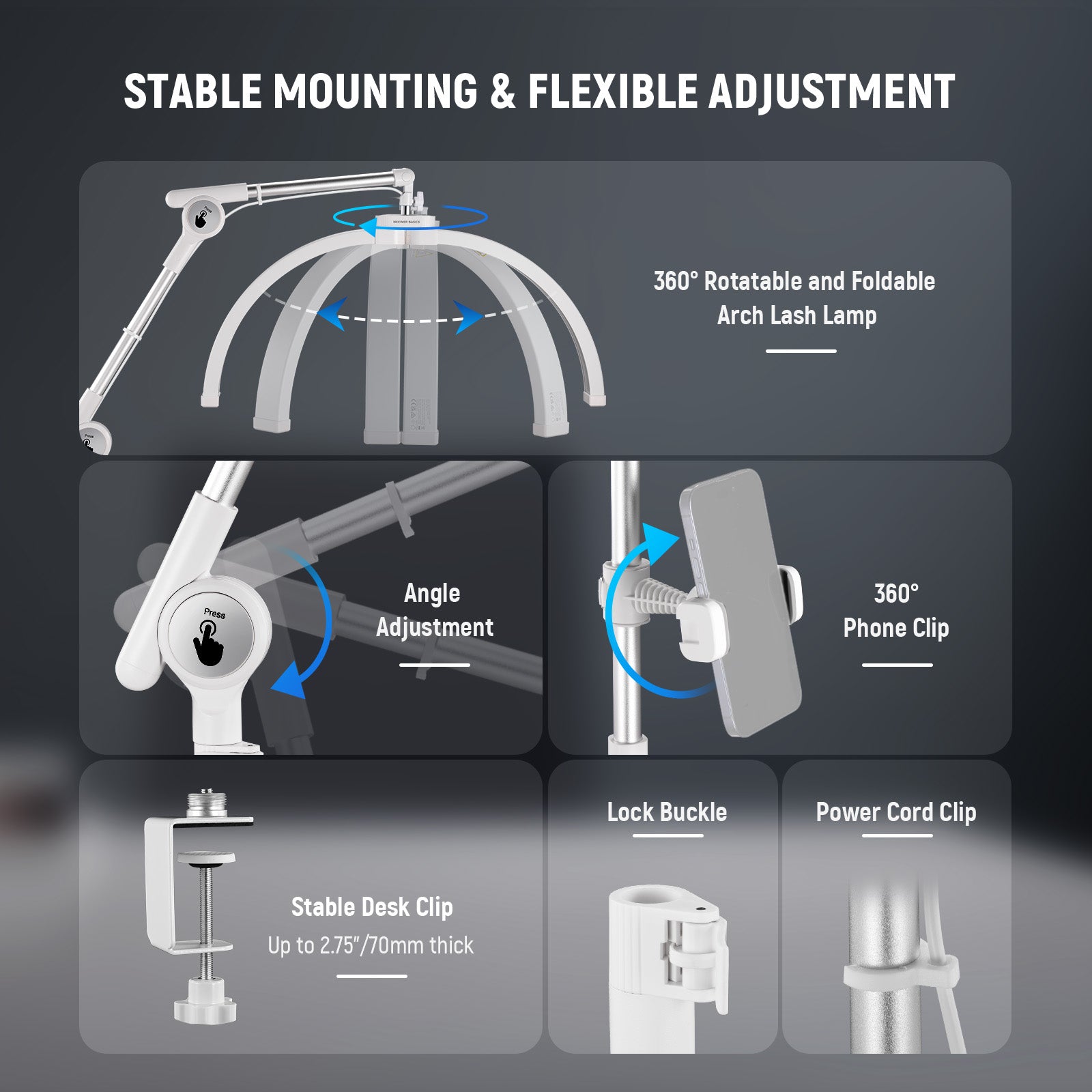 360° Rotatable and Foldable Arch Lash Light