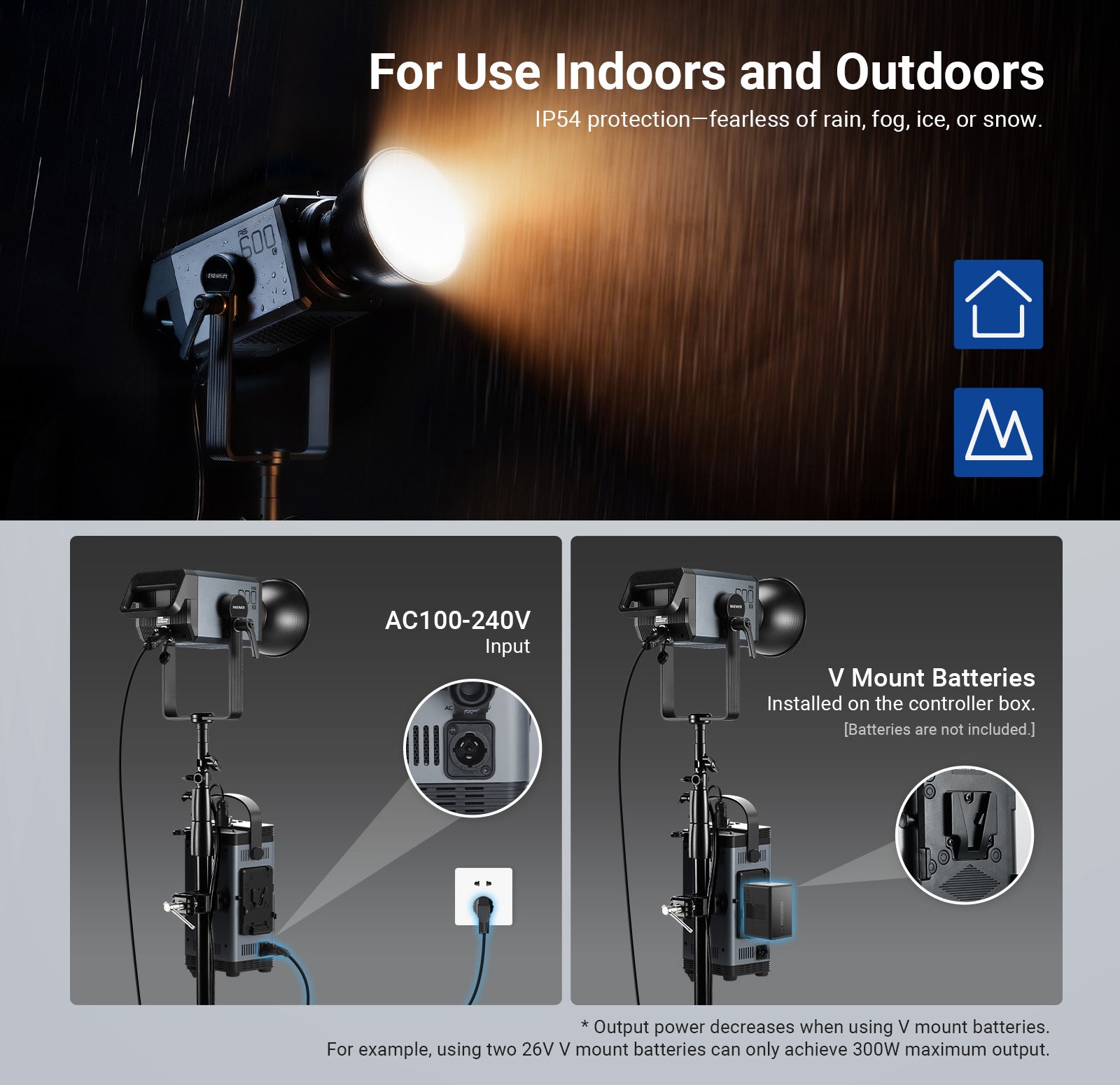 NEEWER AS600C RGB COB Studio Video Light is ideal for use outdoors.