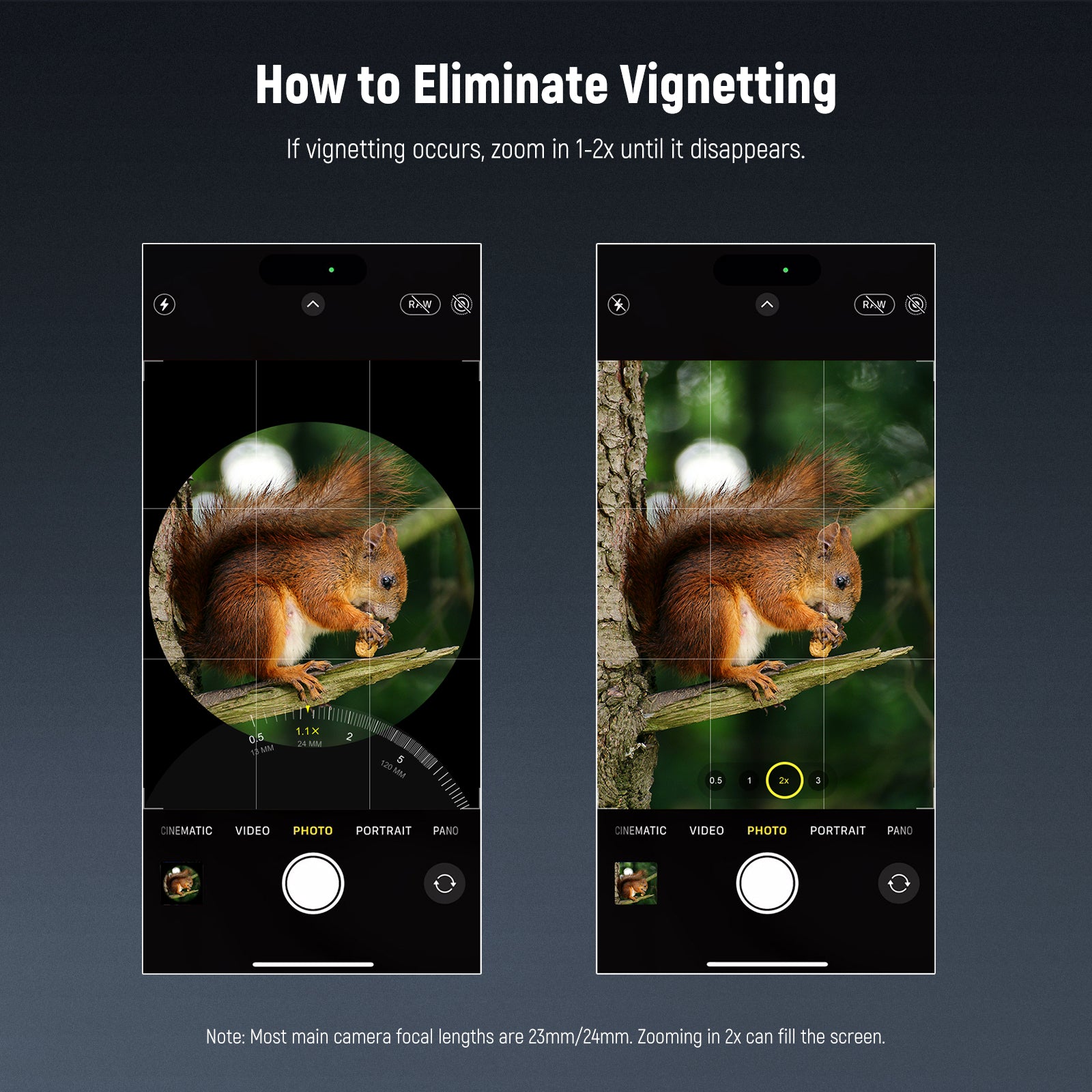 How to eliminate vignetting