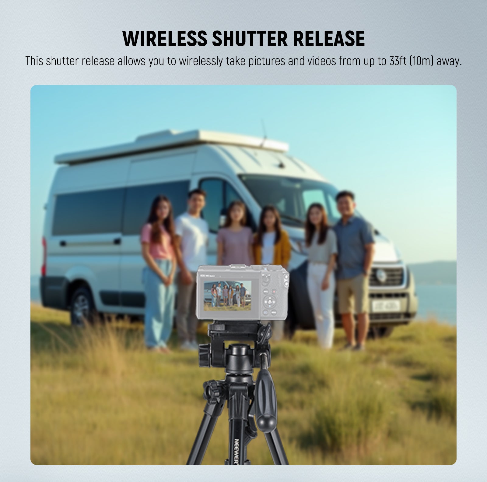 This mini tripod features the shutter release, allowing you to wirelessly take pictures and videos.