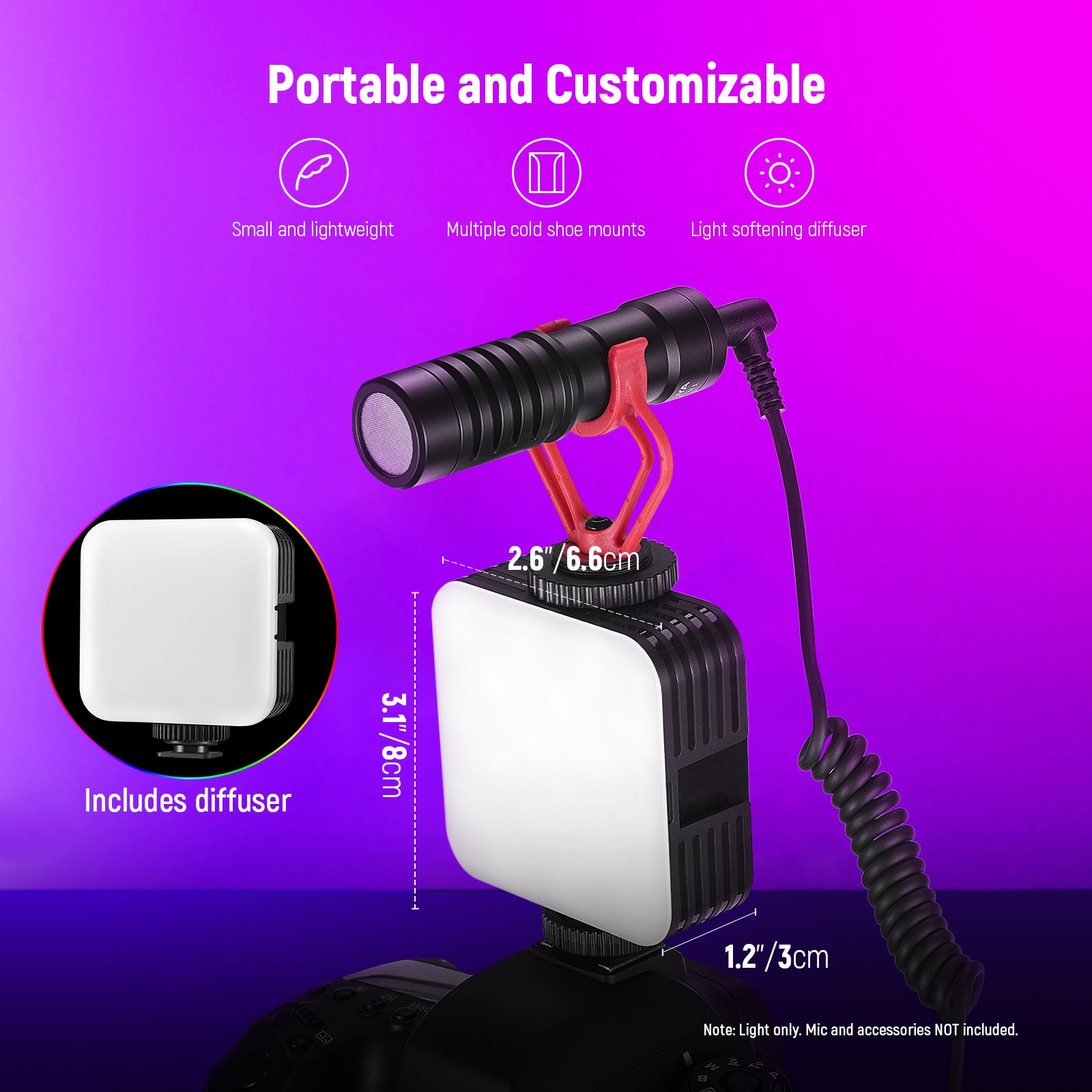 NEEWER RGB61 Professional RGB LED Video Light is portable and customizable.