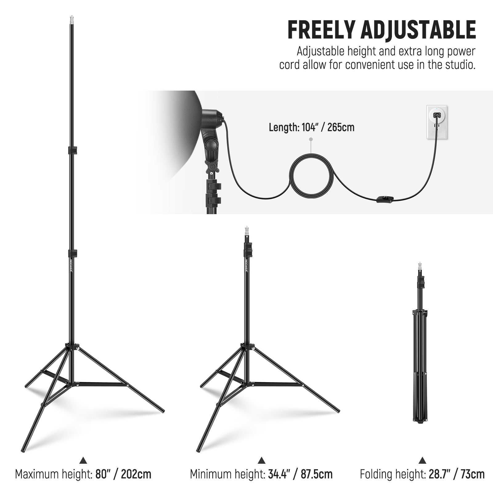 The light stand included allows for convenient use in the studio.