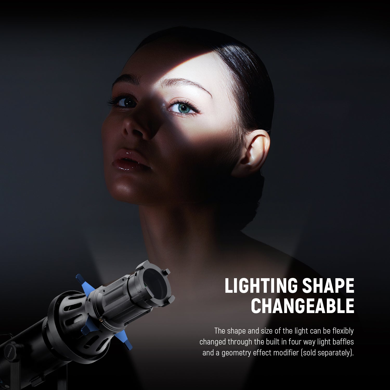 The geometry effect modifier supports straight, triangular, square, and rectangular light patterns.