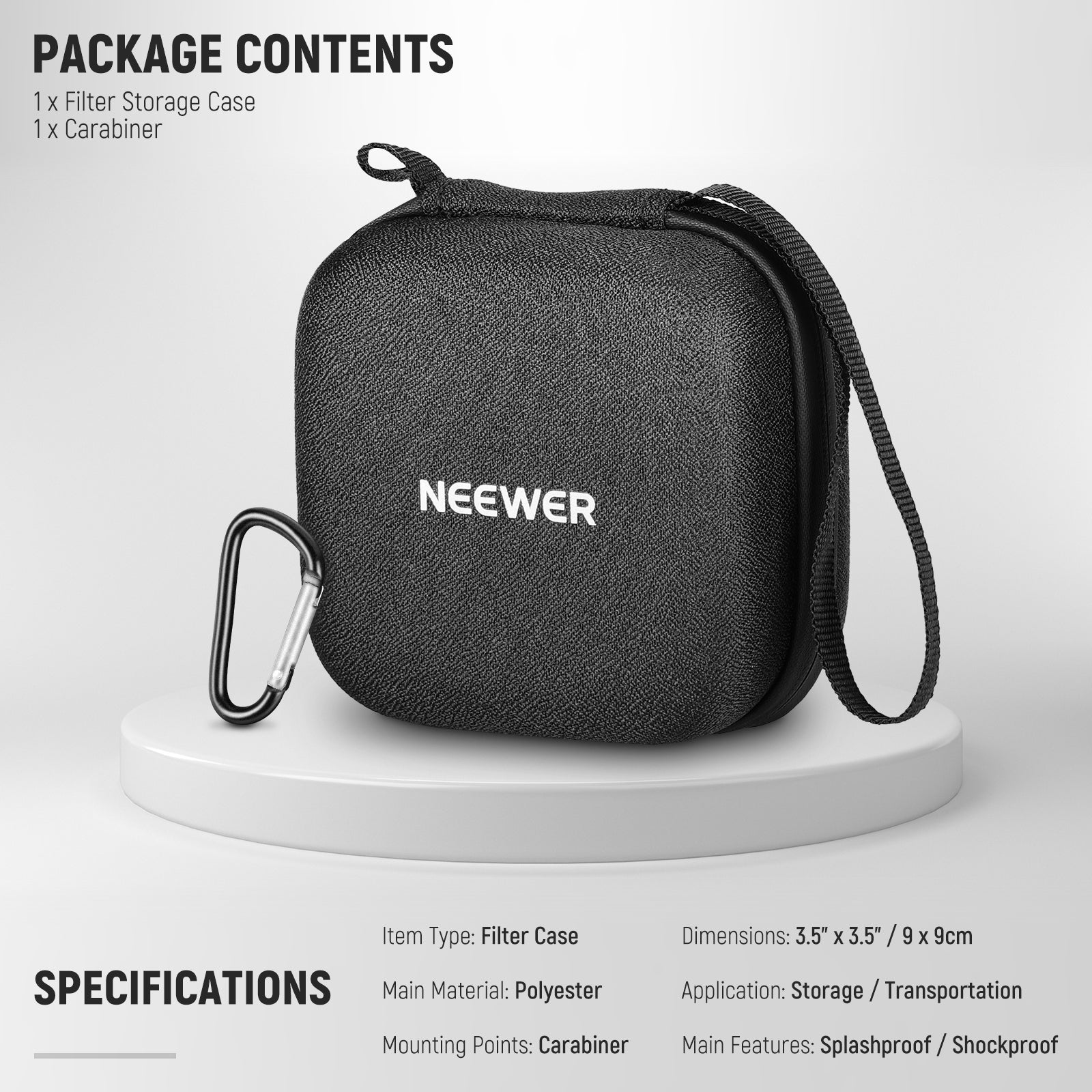 Package Contents of the NEEWER PB11 Hard Shell Lens Filter Case