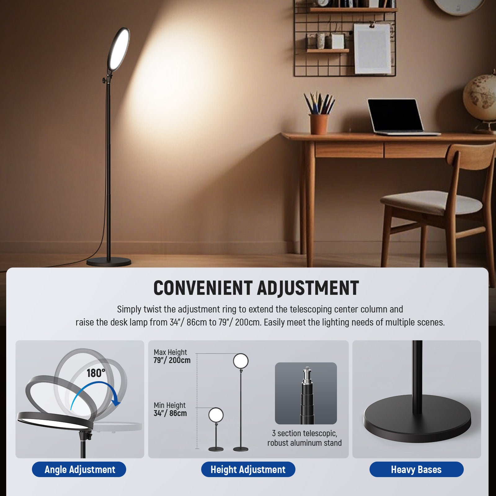 The NEEWER BR13 Ring Light can be easily adjusted.