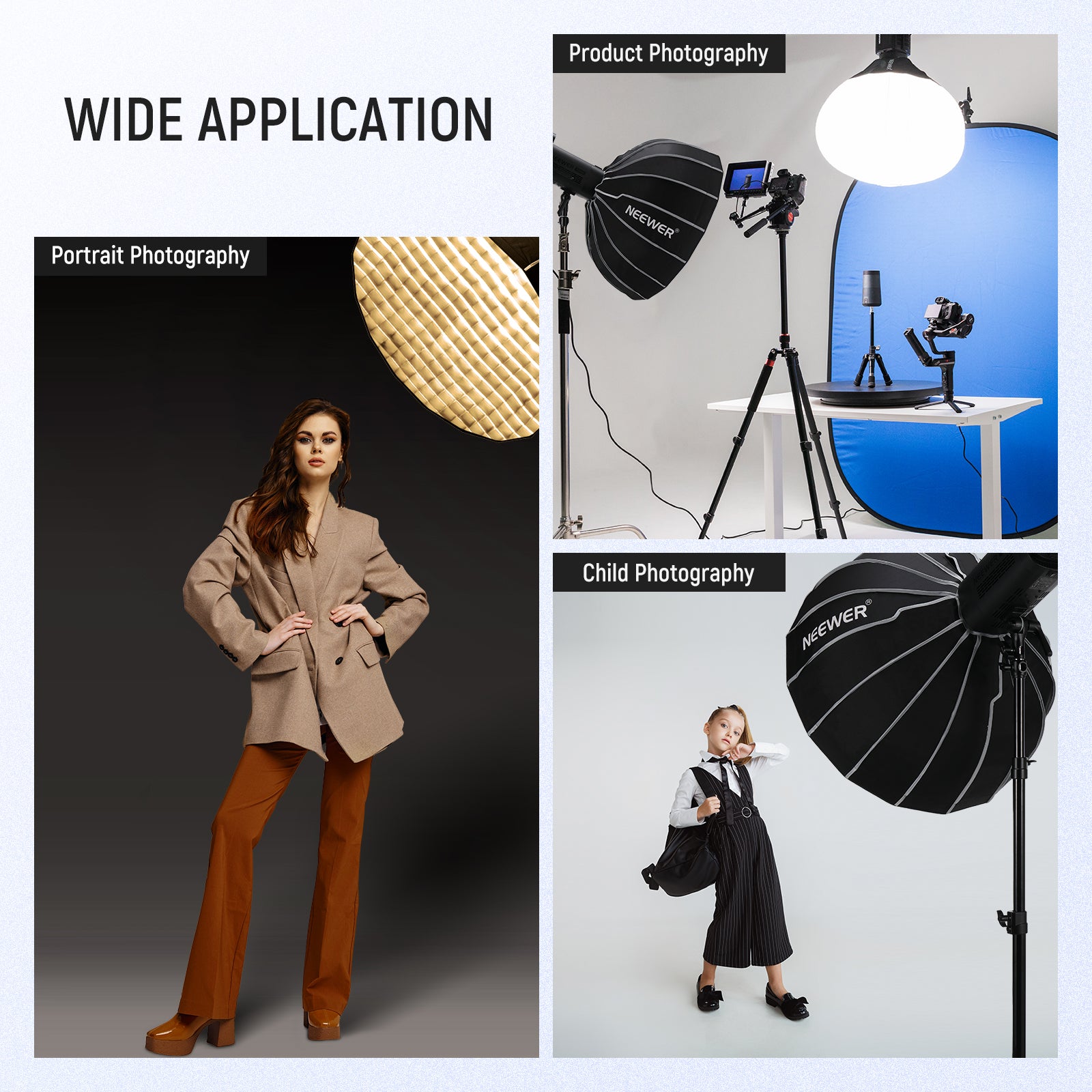 Wide Applications of the NEEWER NS65U Hexadecagon Parabolic Softbox