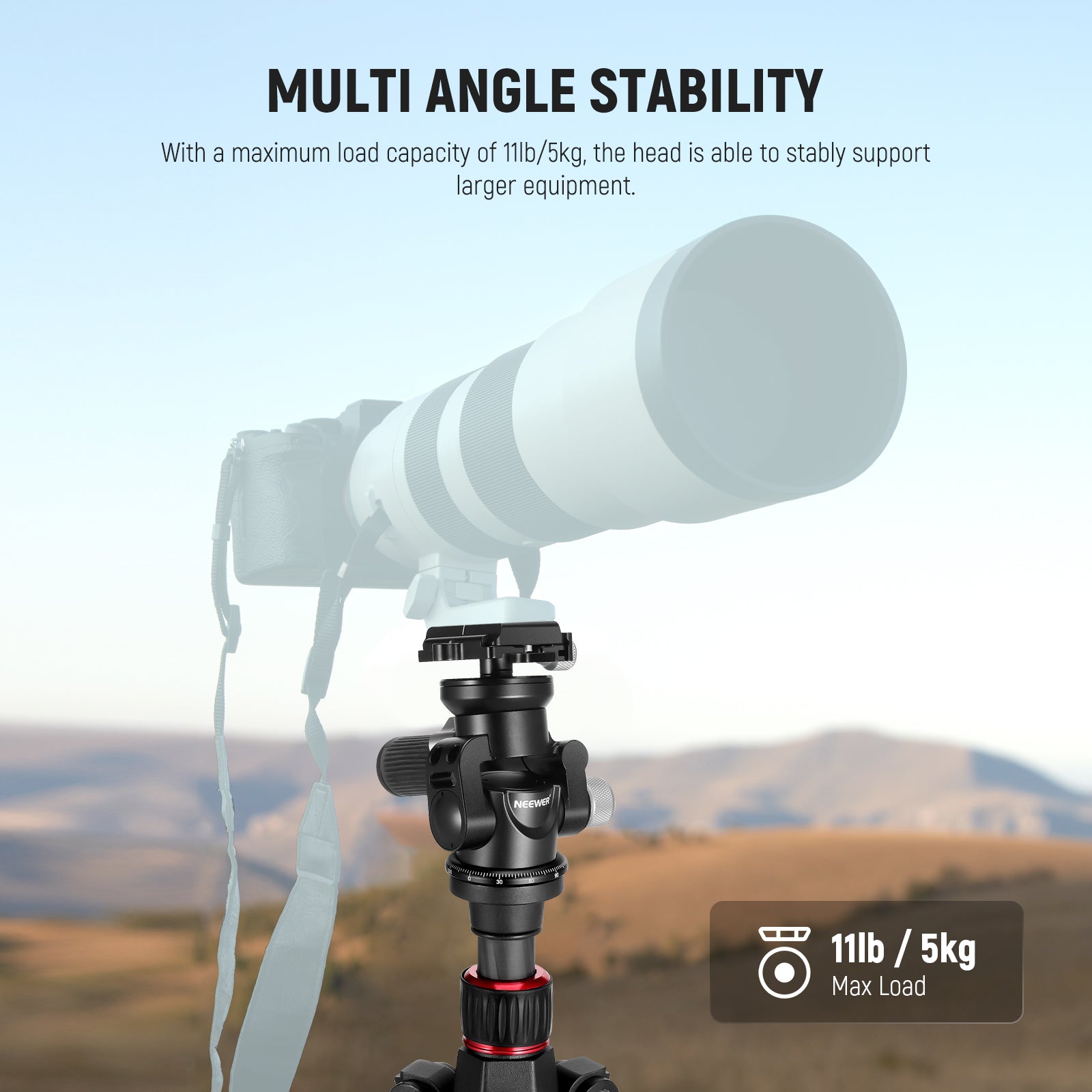 NEEWER TH03 Video Tripod Head can support up to 5kg.
