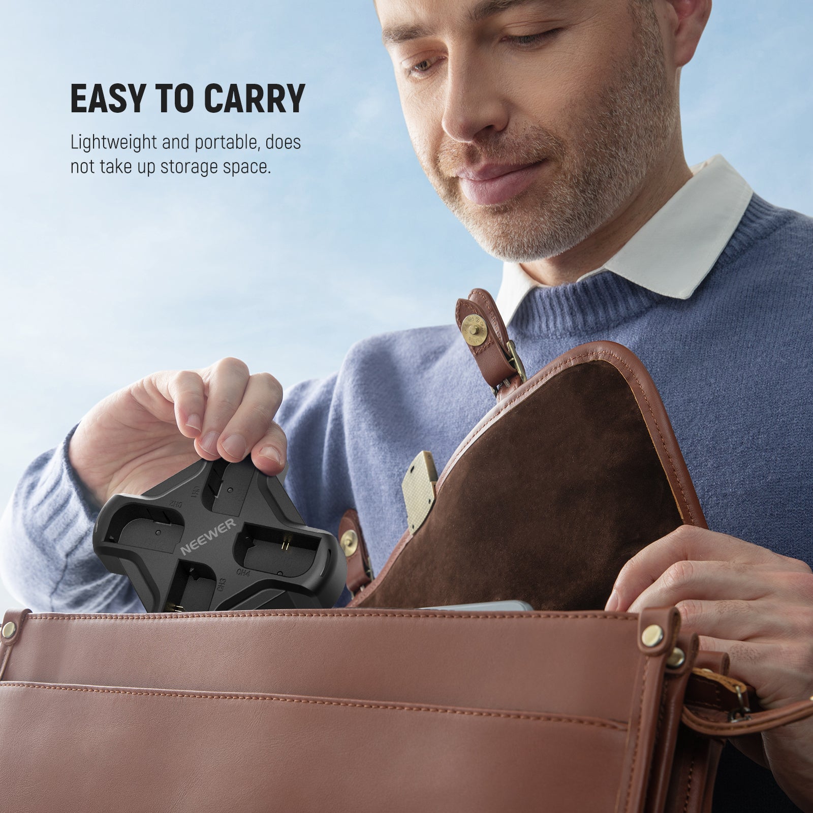 NEEWER NW-P4 4 Channel USB Camera Battery Charger is easy to carry.