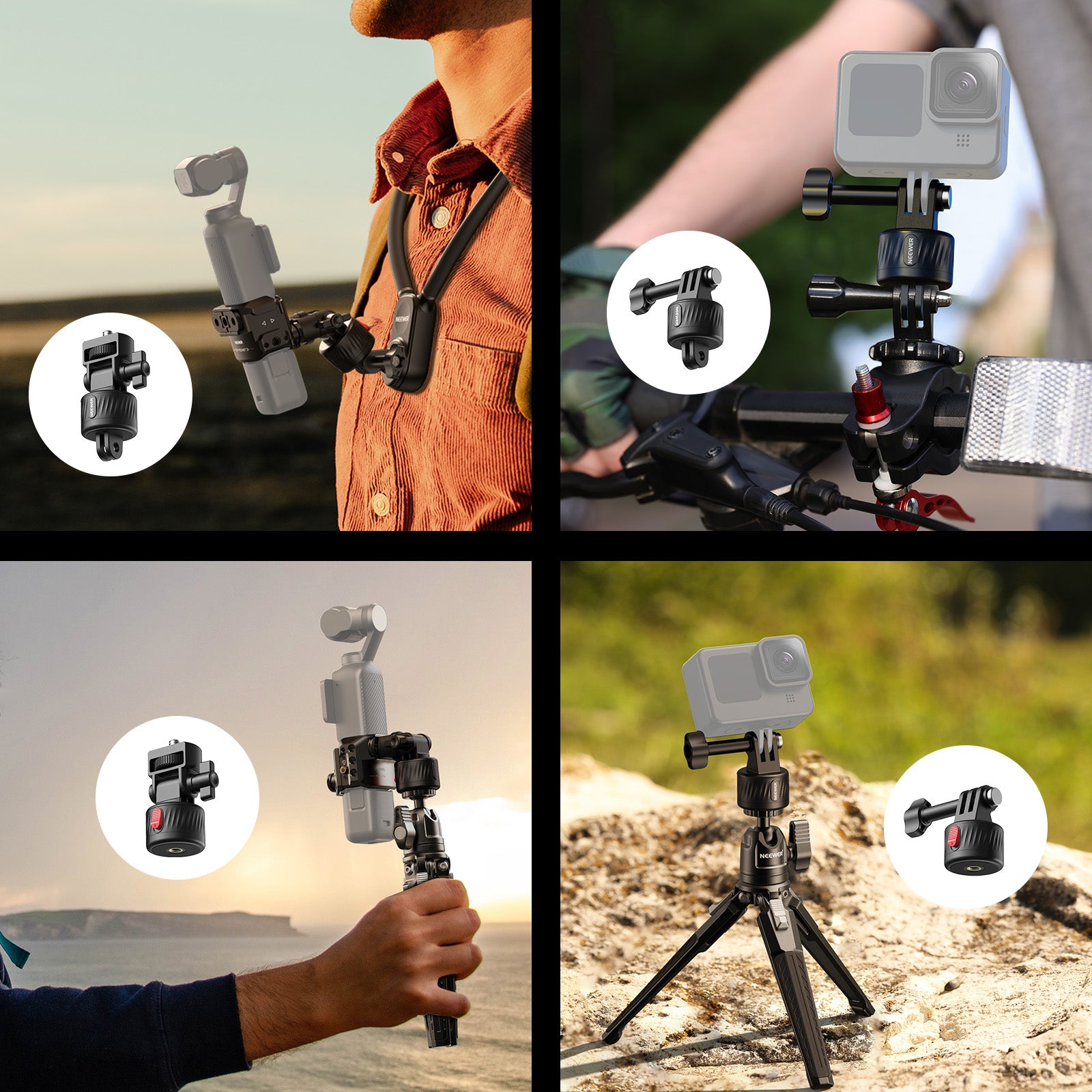 Scenarios for NEEWER GP-24 4 In 1 Action Camera Mount Adapter Kit