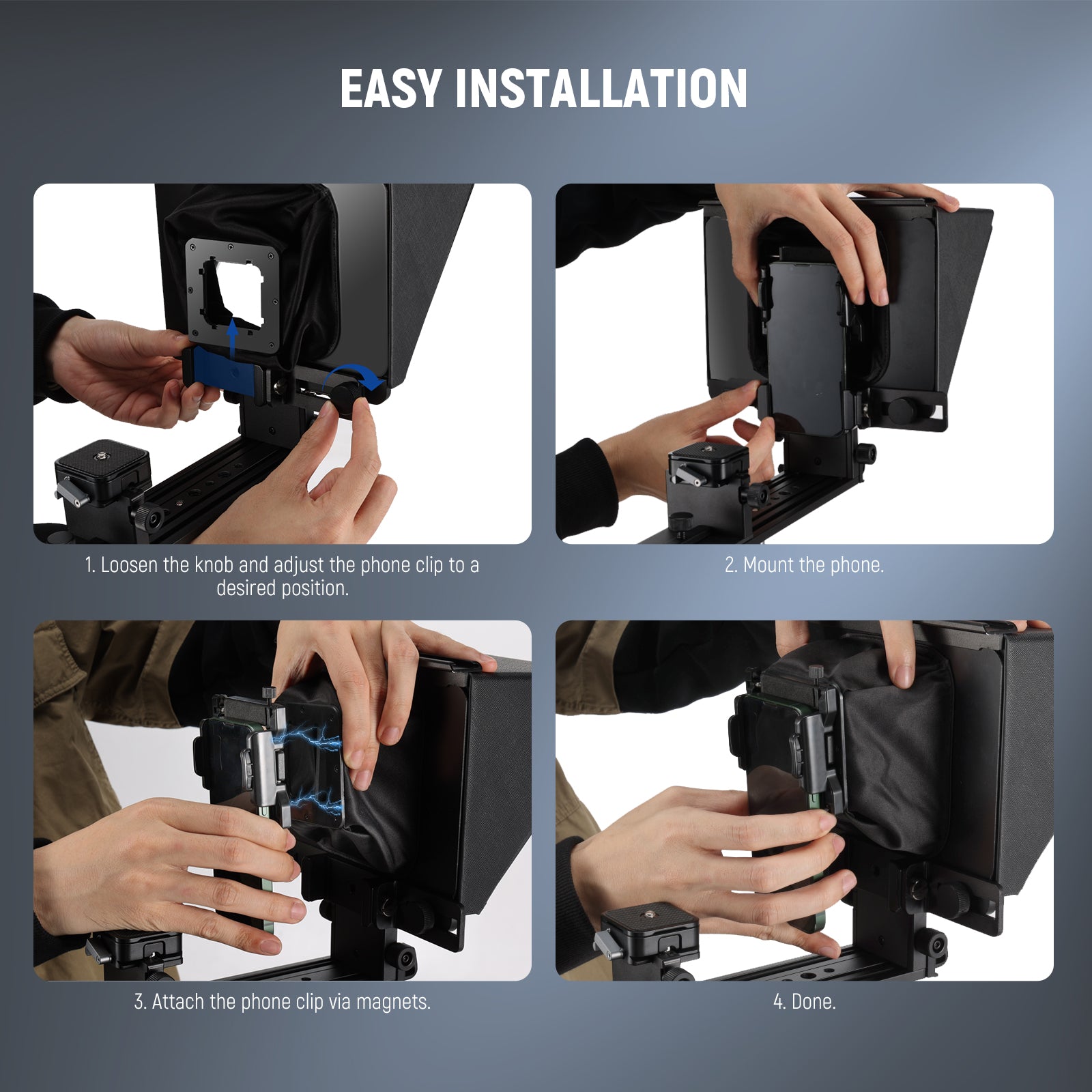 NEEWER X1 Pro II Camera Teleprompter is easy to install.
