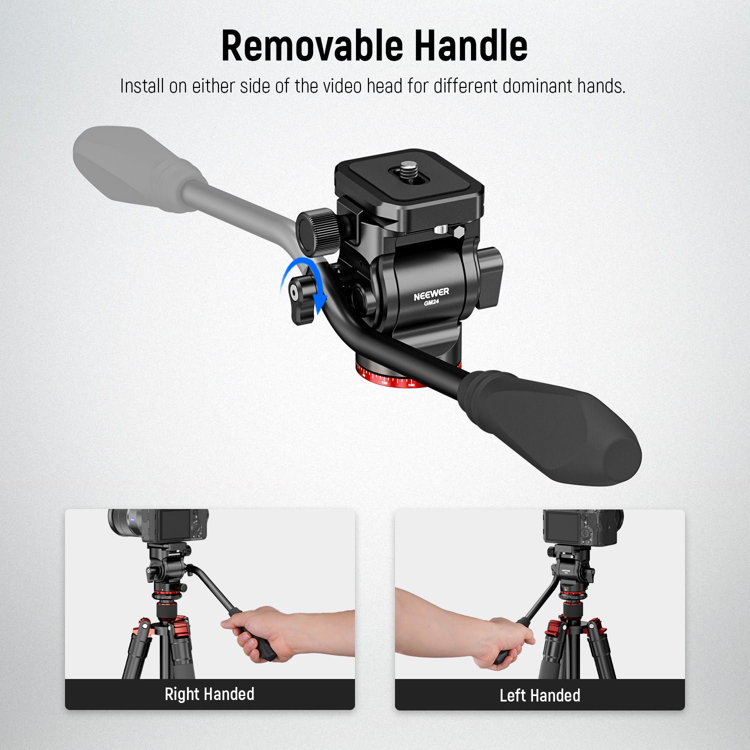 The included magnetic L hape Hex key is used to detach and install the handle.