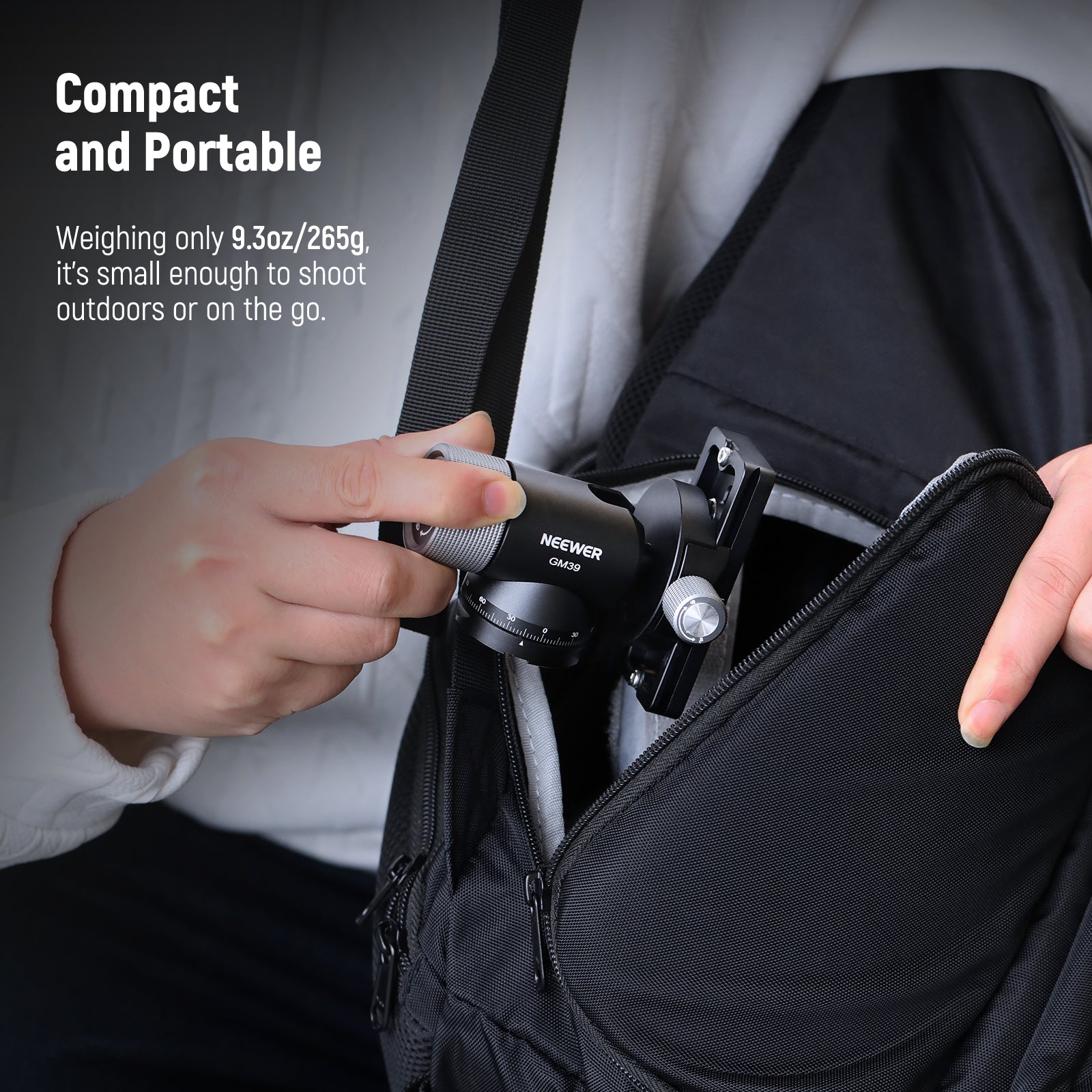 NEEWER GM39 Gimbal Tripod Head is compact and portable.