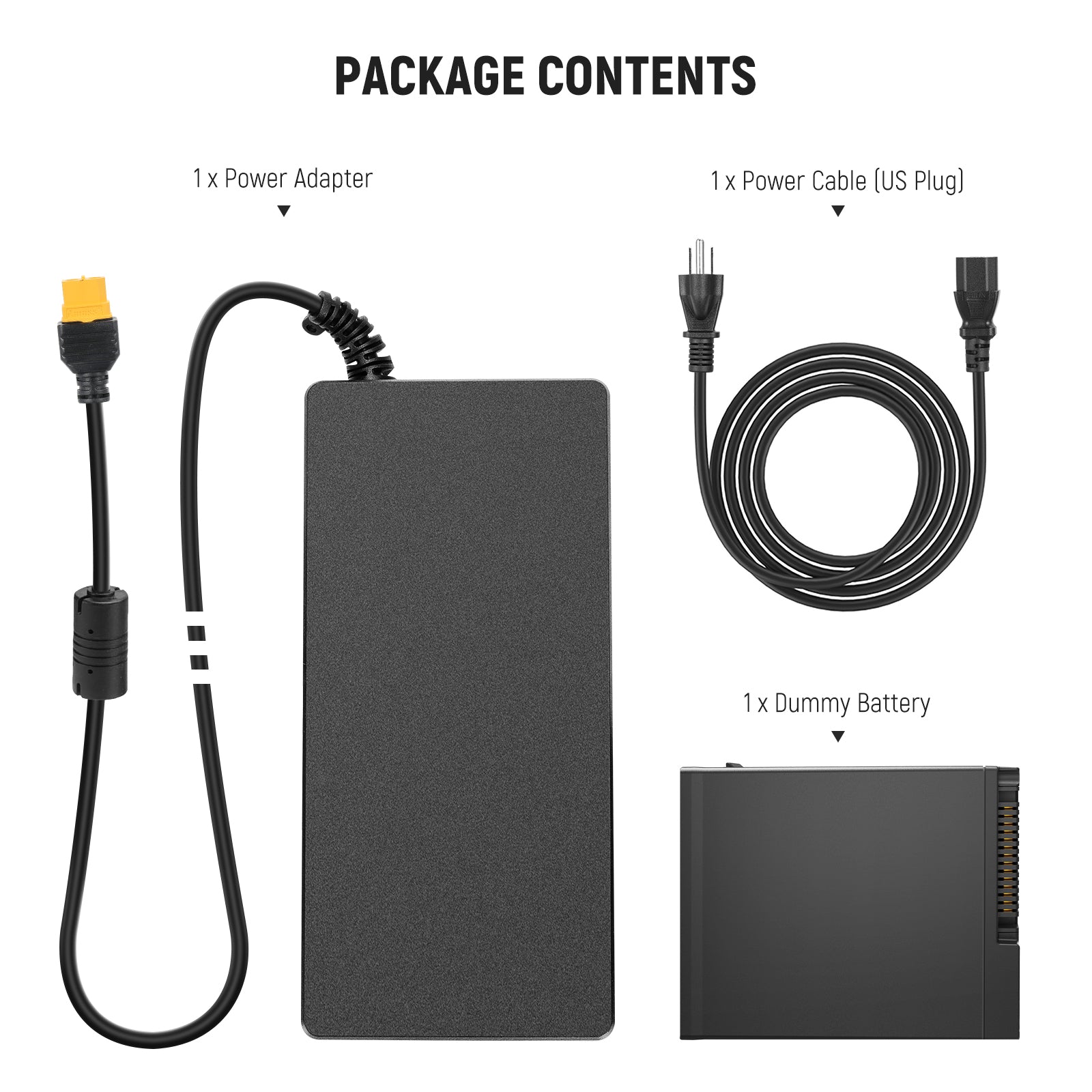 Package Contents of the NEEWER NT-Q6 Dummy Battery Kit