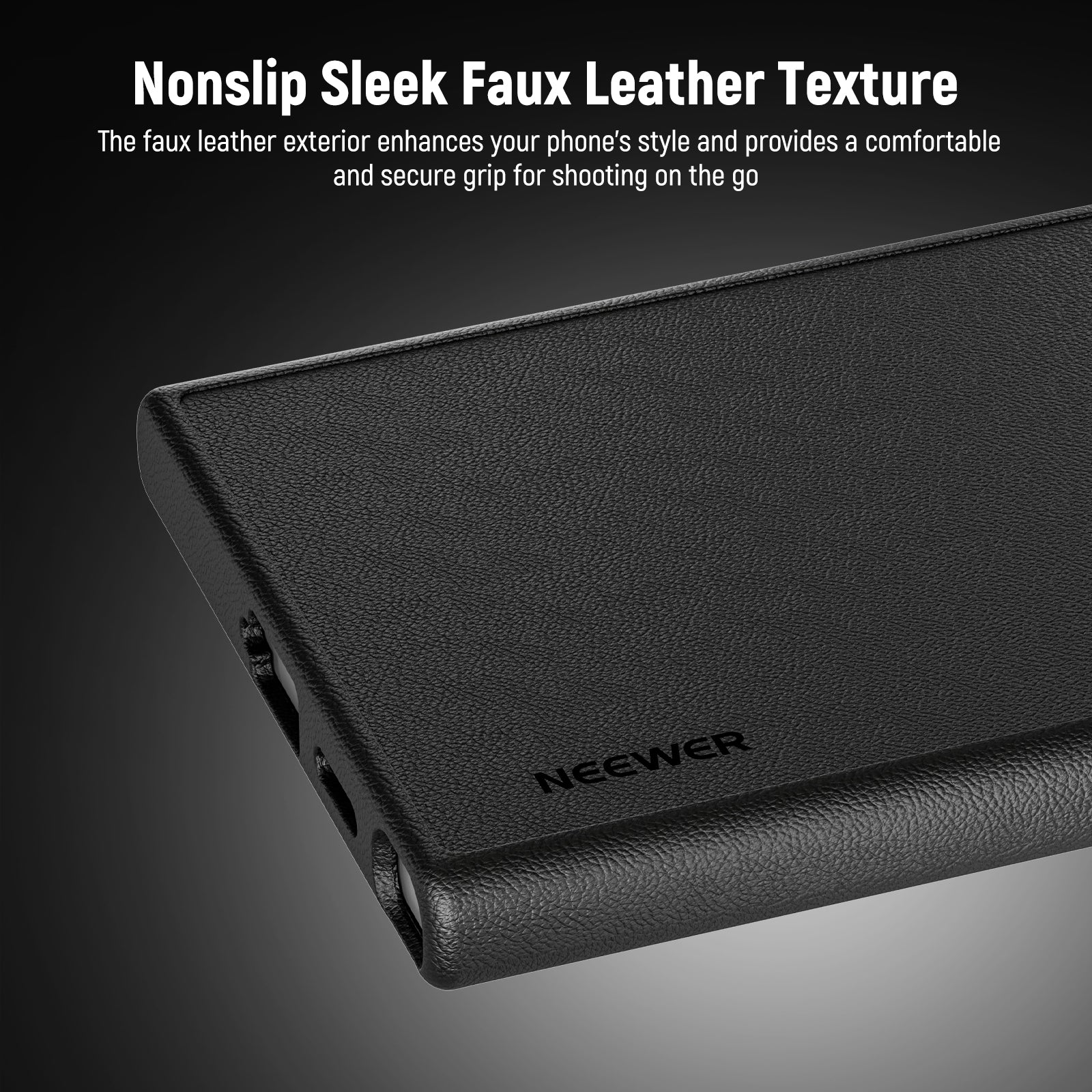 The faux leather exterior enhances your phone's style