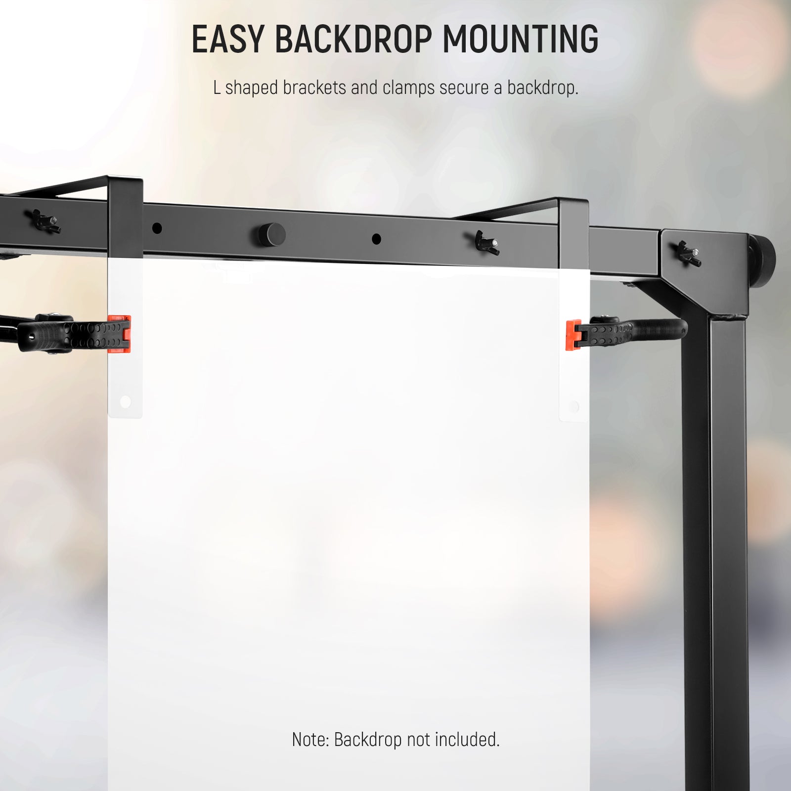 L shaped brackets and durable backdrop clamps