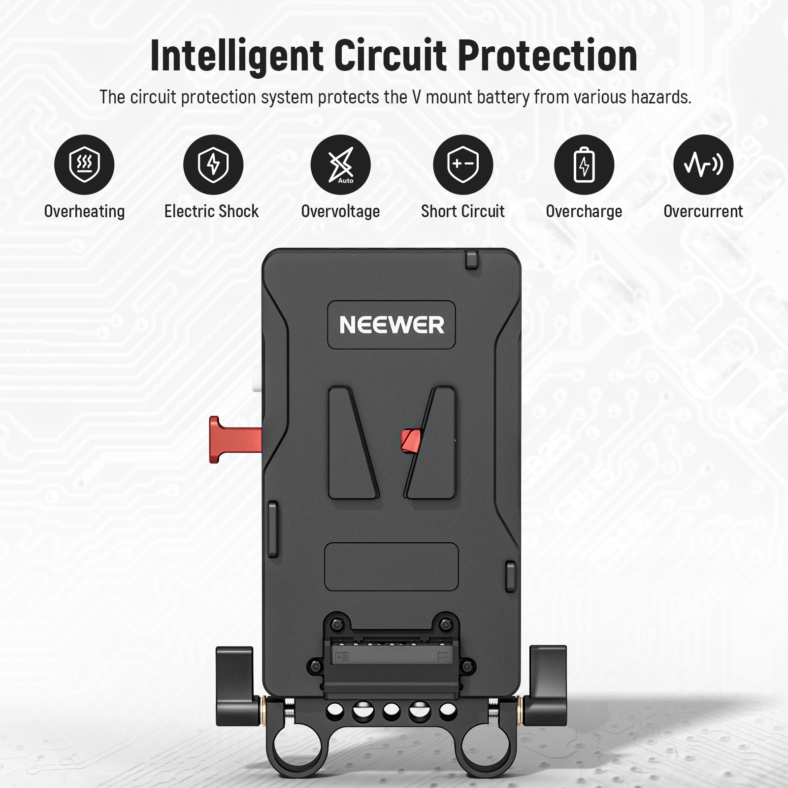 Integrated circuit protection system protects the V mount battery from overcharging