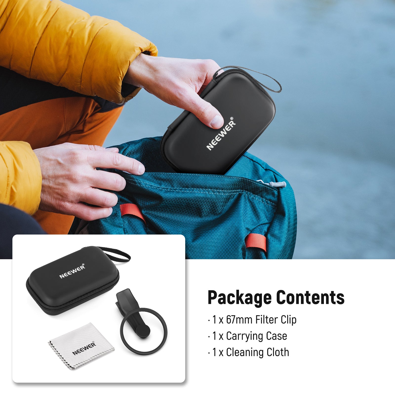 Package Contents of the NEEWER LA008 Phone Filter Clamp For Android