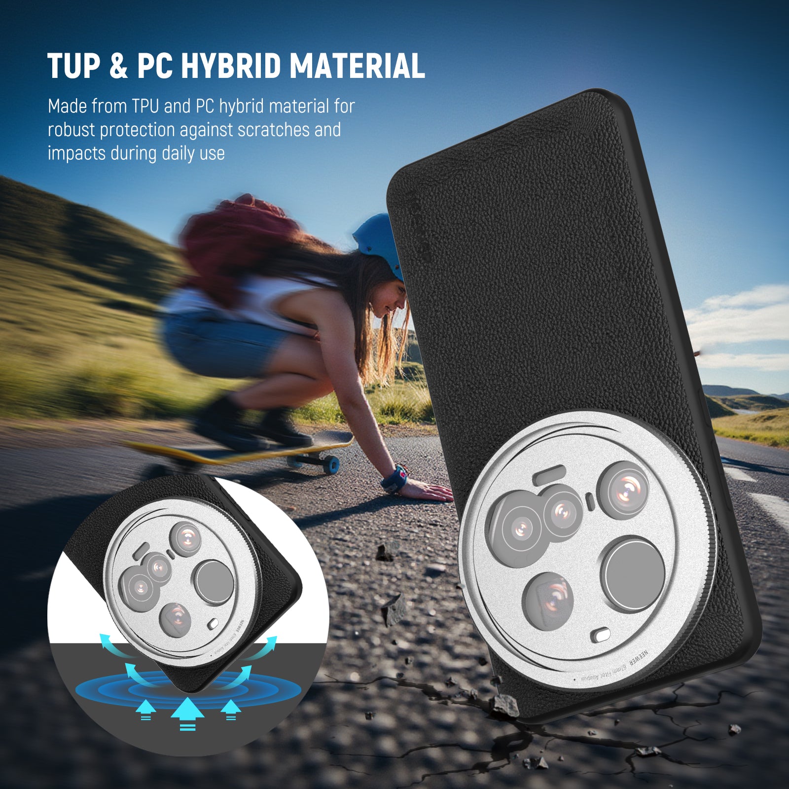 NEEWER PA101 Protective Phone Case For Xiaomi 15 Ultra is made from TPU and PC hybrid material.