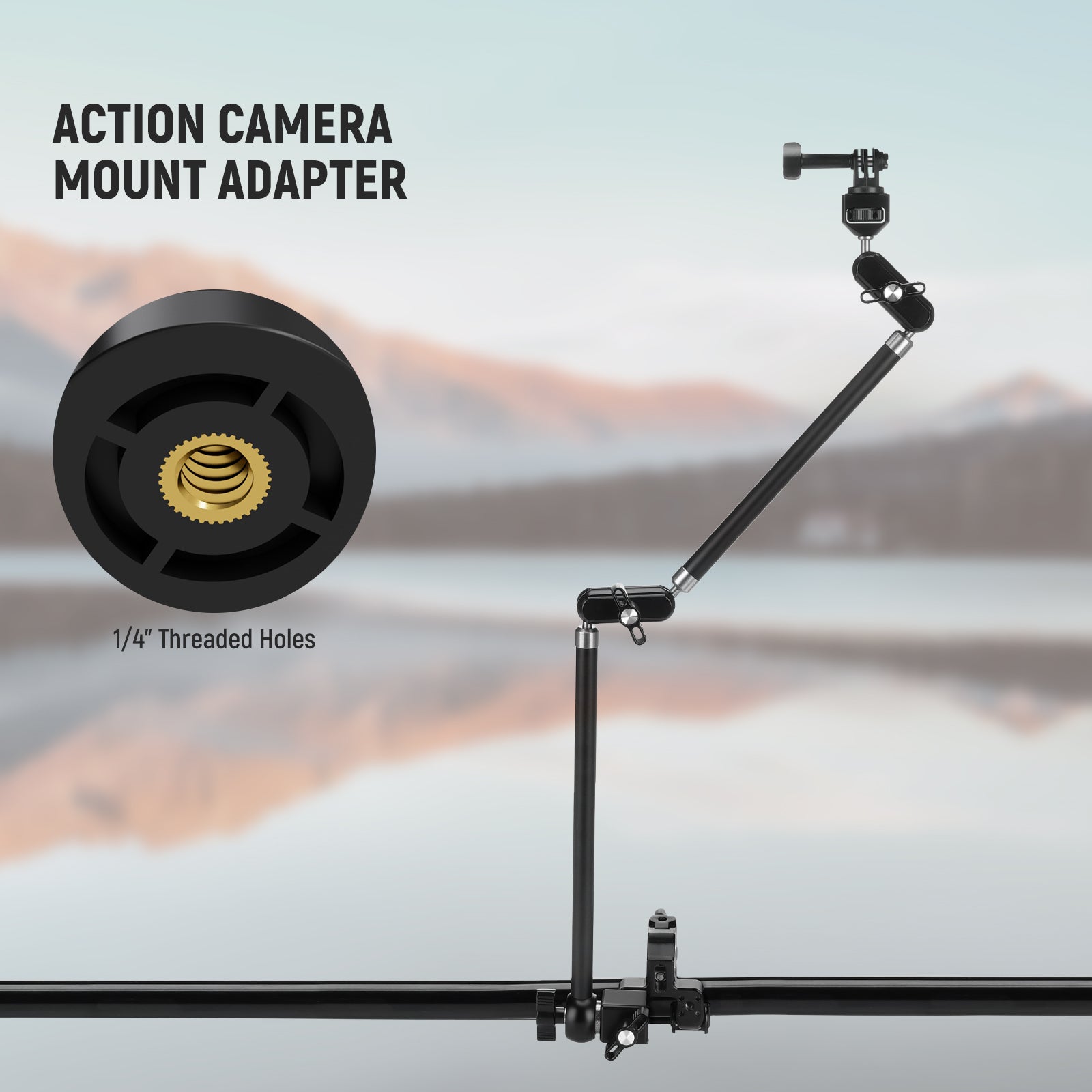 NEEWER UA056 Articulating Magic Arm Kit includes an action camera mount adapter