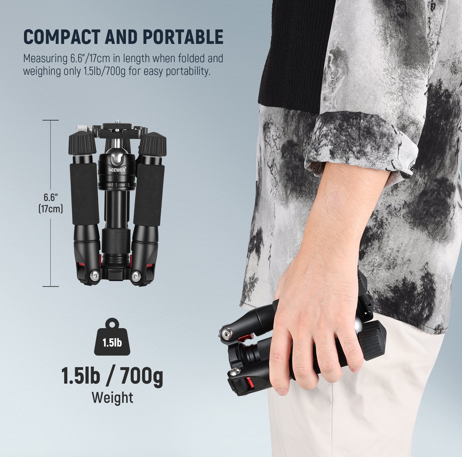 NEEWER M521 Mini Camera Tripod is portable.