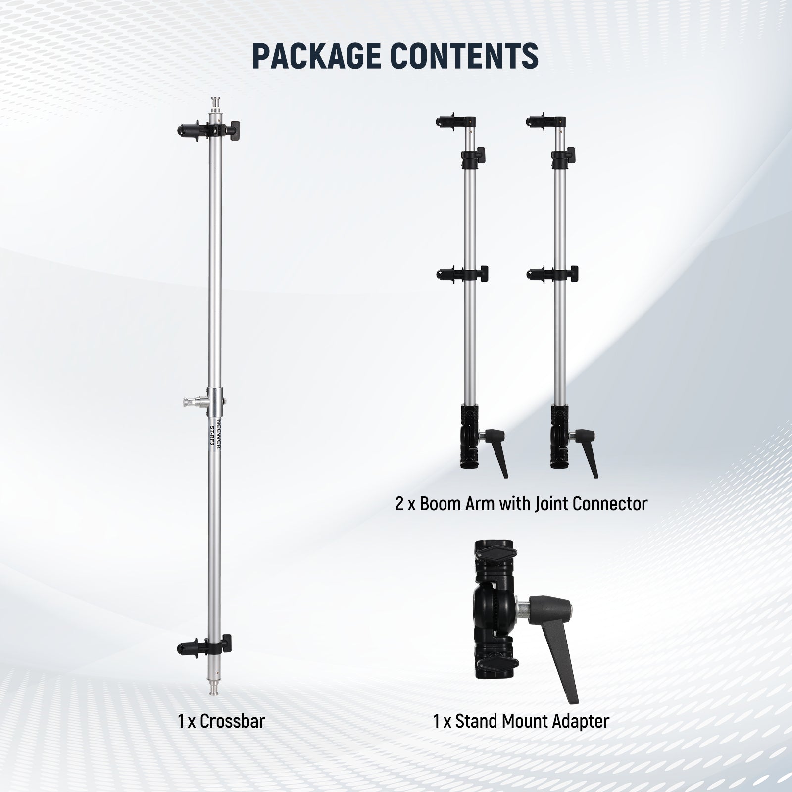 Package Contents of the NEEWER ST-RF3 Triple Reflector Holder for Photography Stand